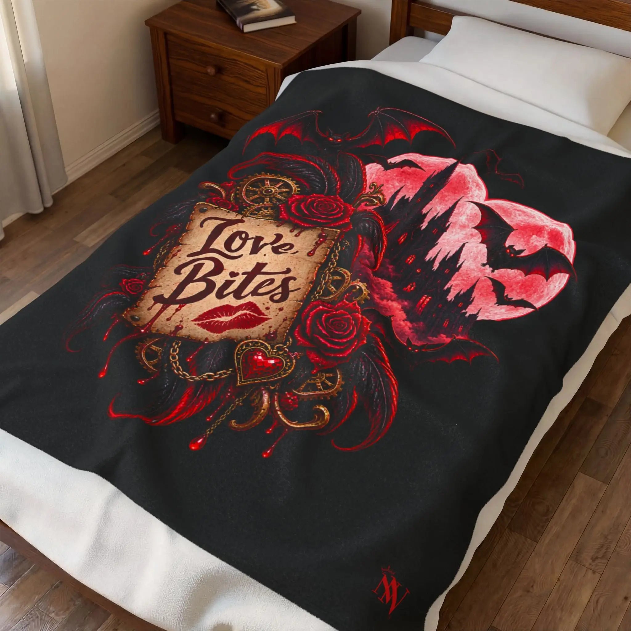 Love Bites Moon Bats Fantasy Lovers’ Blanket
