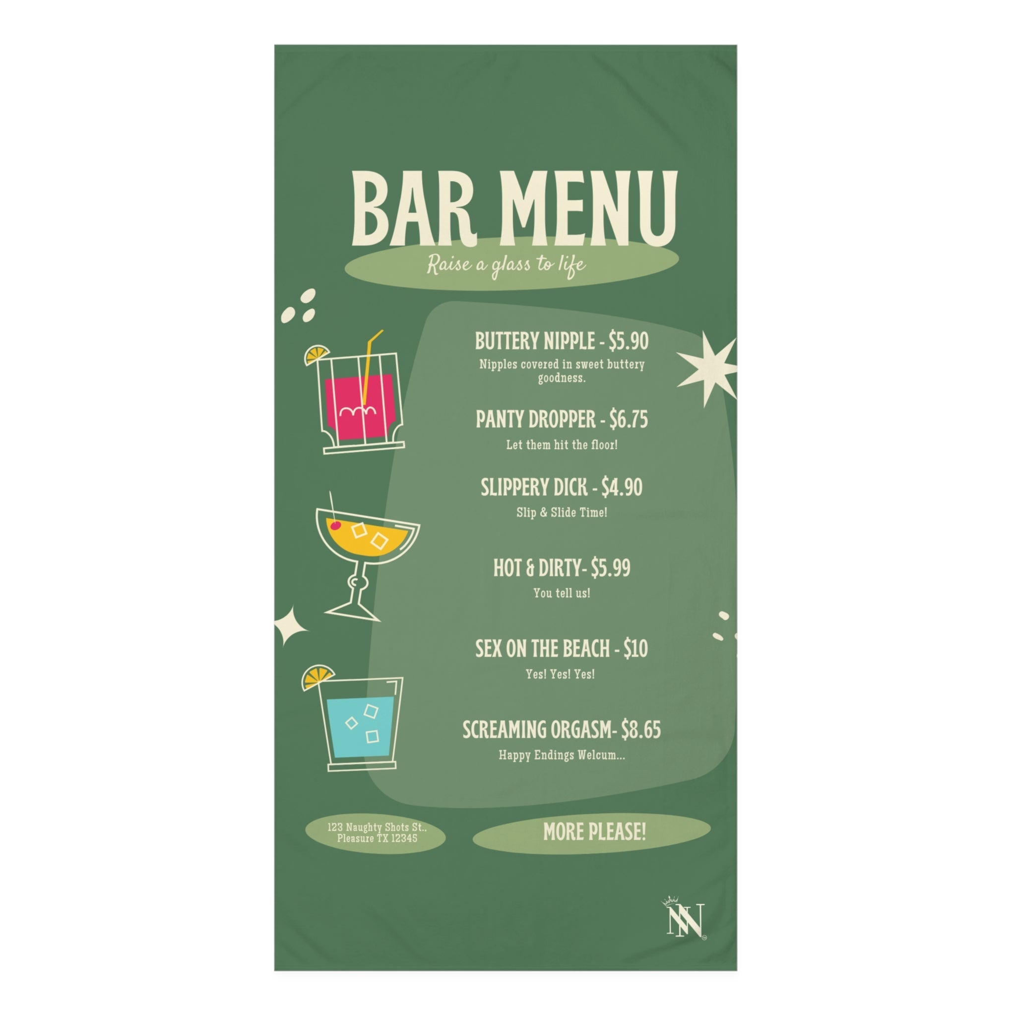 Bar Menu | Mix & Match XL Fun-Flirty Lovers’ Towels
