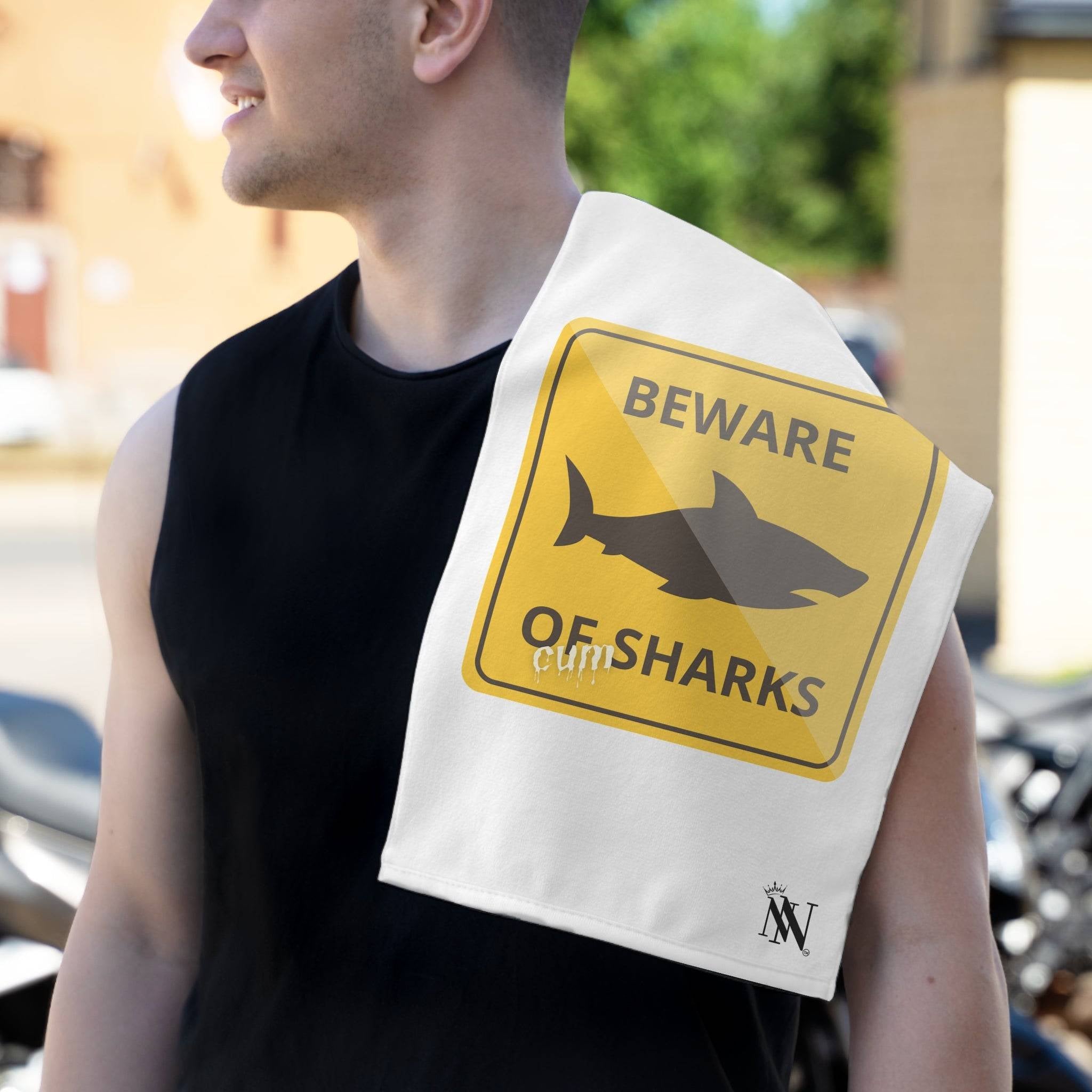 Beware of Cum Sharks | Mix & Match Soft Fun-Flirty Lovers’ Towels