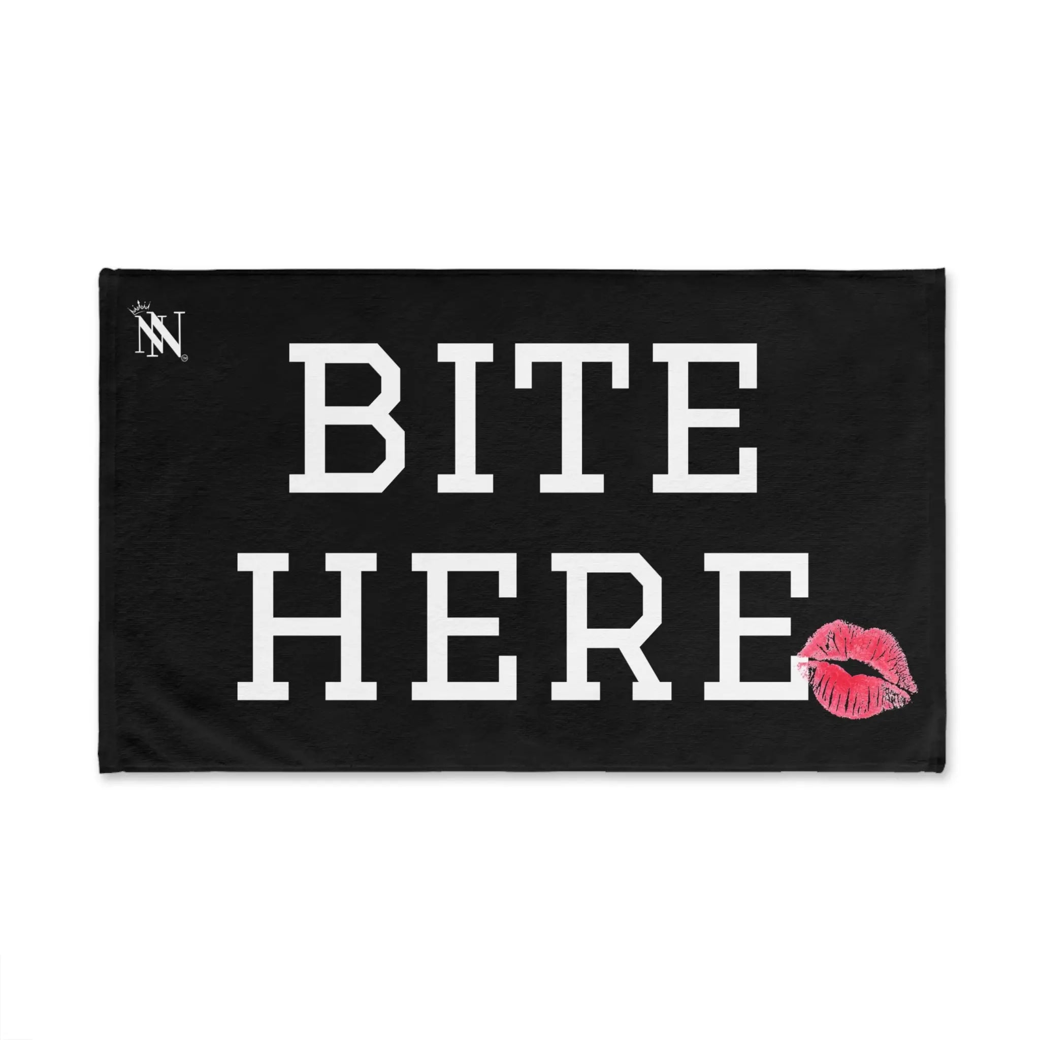 Bite Here Lips Kiss Black | Mix & Match Original Fun-Flirty Lovers’ Towels