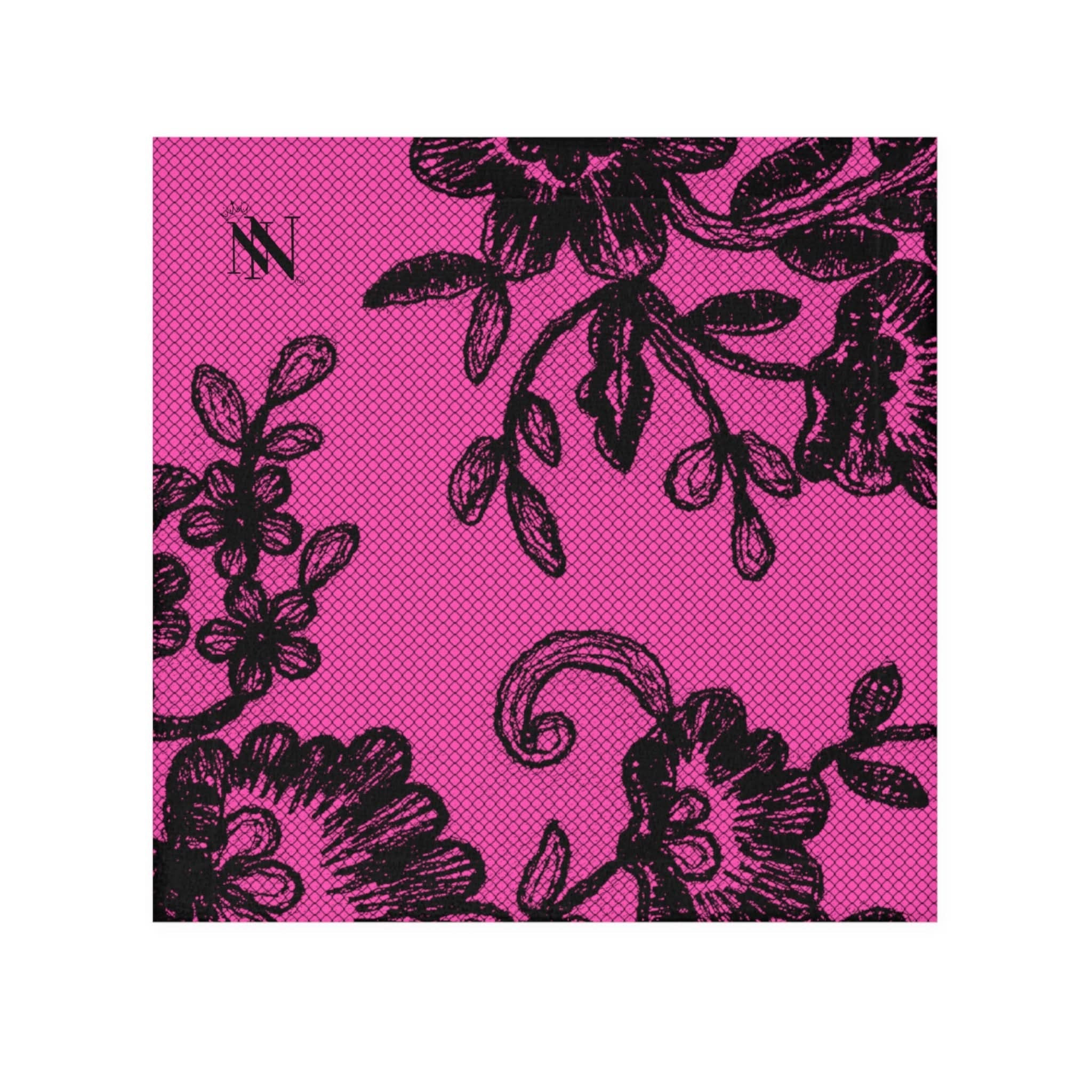 Black Lace Print Hot Pink | Mix & Match Lilsâ Fun-Flirty Loversâ Towels