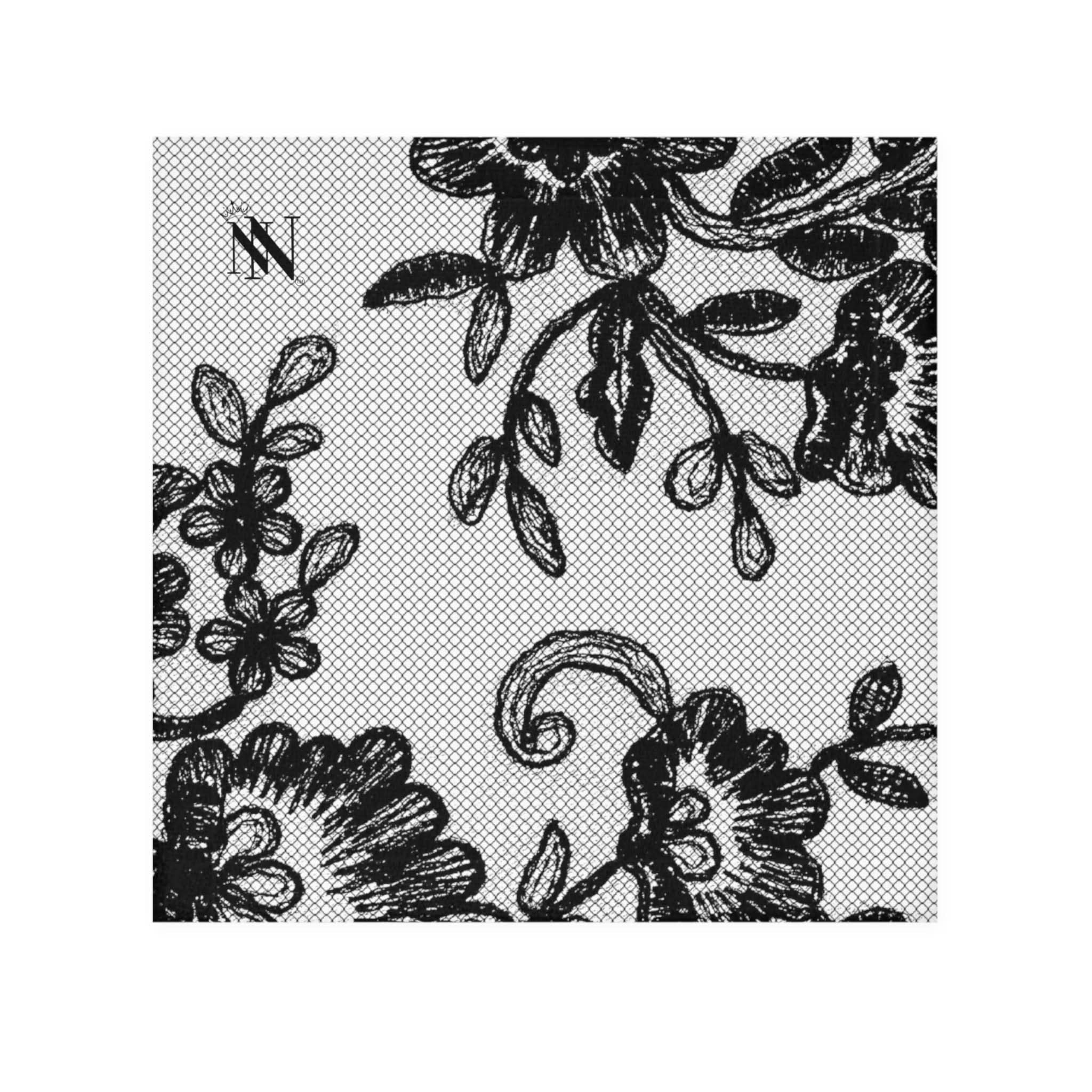 Black Lace Print | Nectar Napkins Lils’ 13’’x13’’ Eco-Friendly Cloth Reusable Fun-Flirty Colorful Intimacy Lovers’