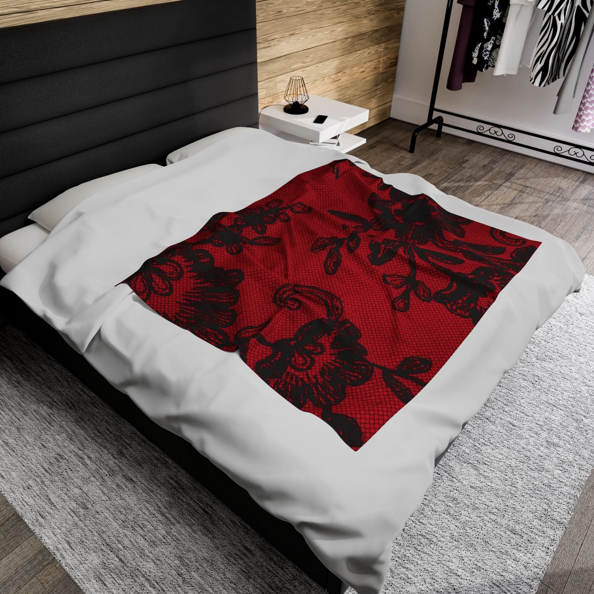 Black Lace Print Red | Mix & Match Fun-Flirty Lovers’ Blankets