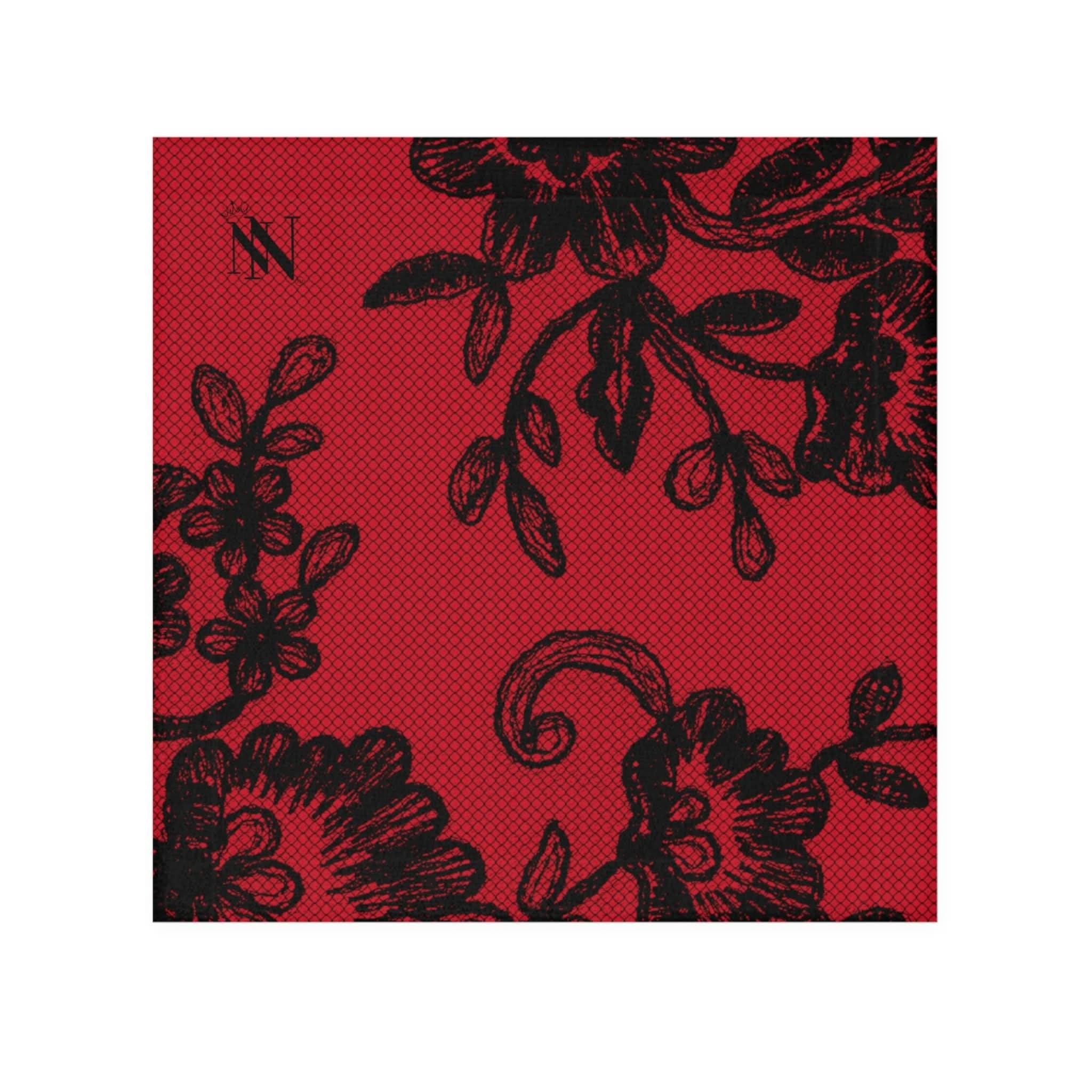 Black Lace Print Red | Mix & Match Lilsâ Fun-Flirty Loversâ Towels