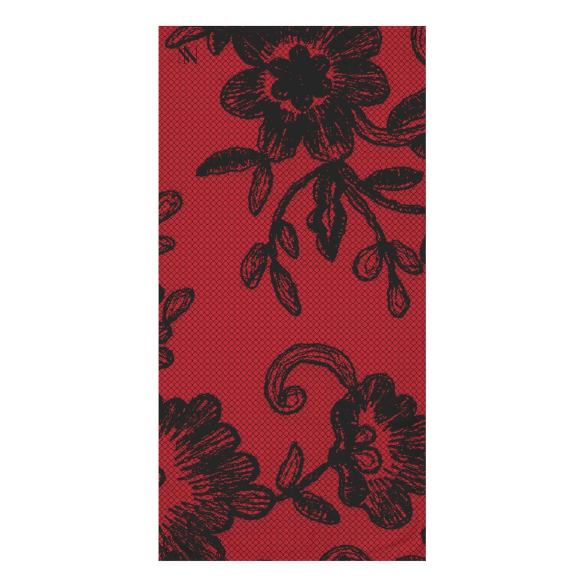 Black Lace Print Red | Mix & Match Naughty XL Fun-Flirty Lovers’ Towels