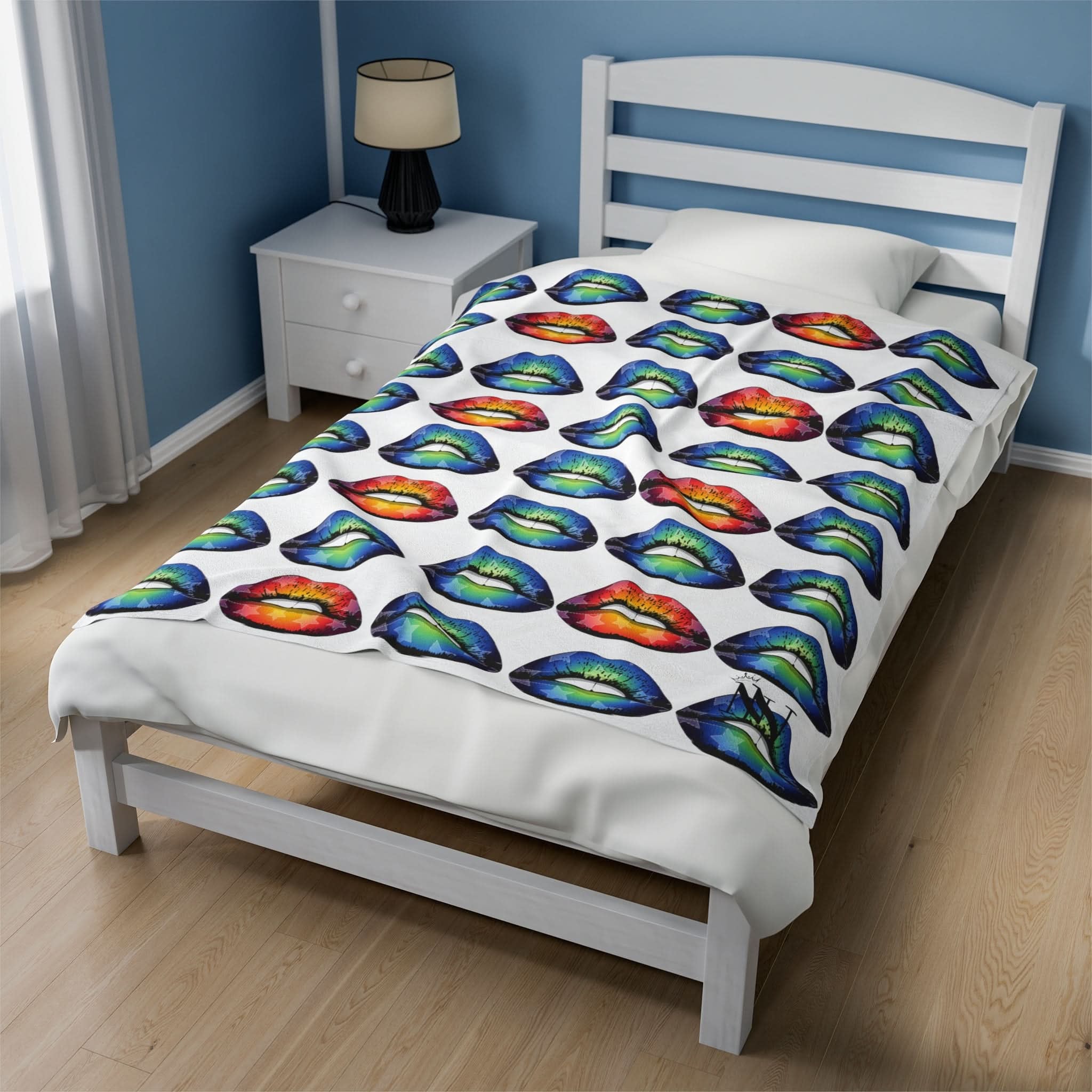 Blue Star Kiss Lips | Mix & Match Fun-Flirty Lovers’ Blankets