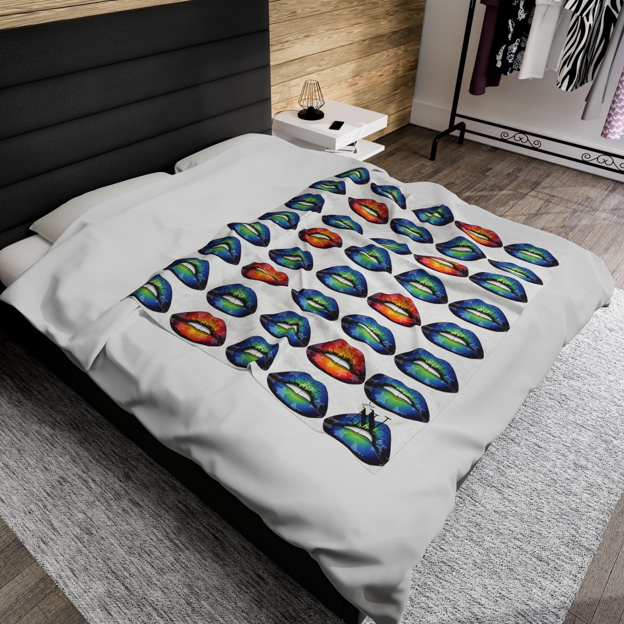 Blue Star Kiss Lips | Mix & Match Fun-Flirty Loversā Blankets