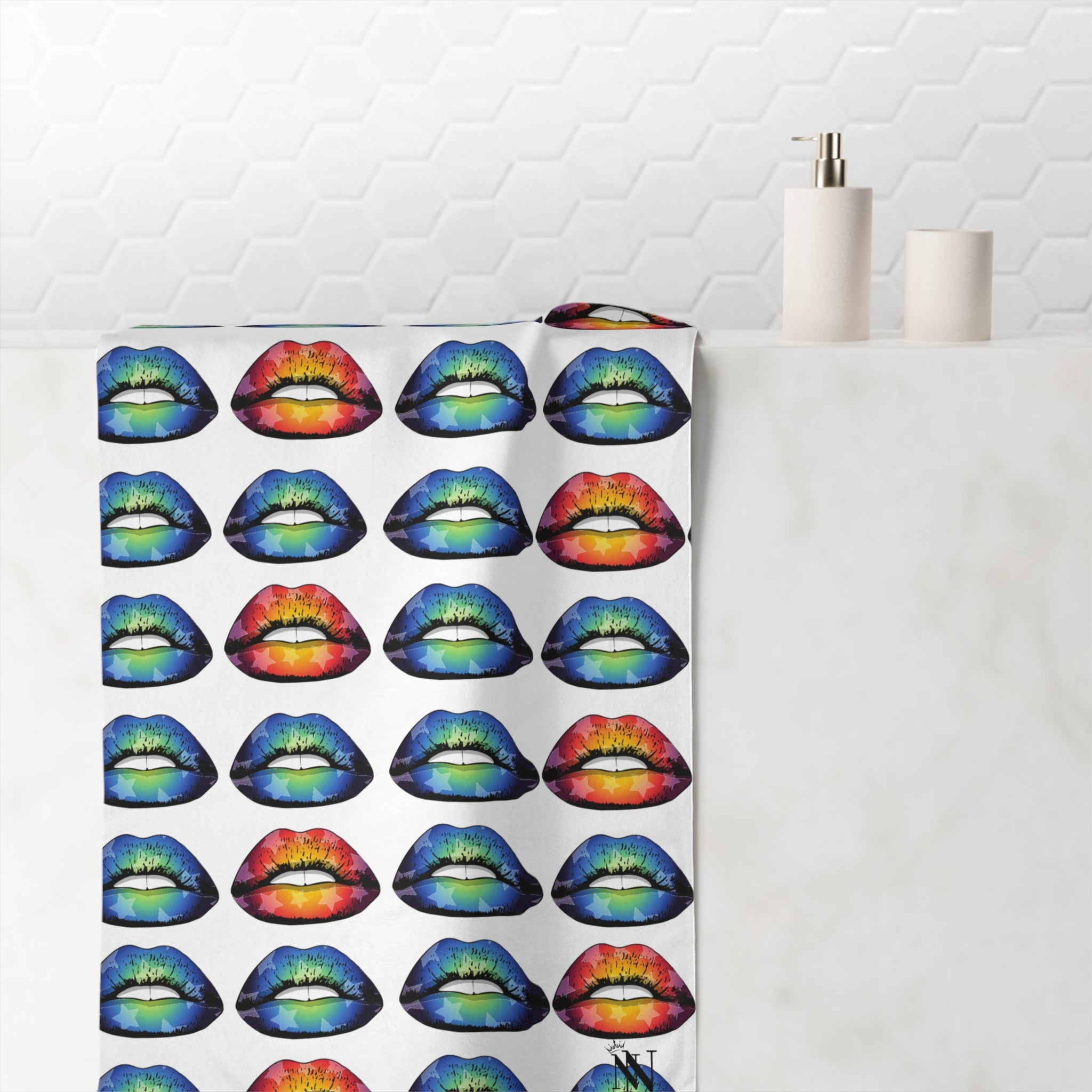 Blue Star Kiss Lips | Mix & Match Naughty XL Fun-Flirty Lovers’ Towels