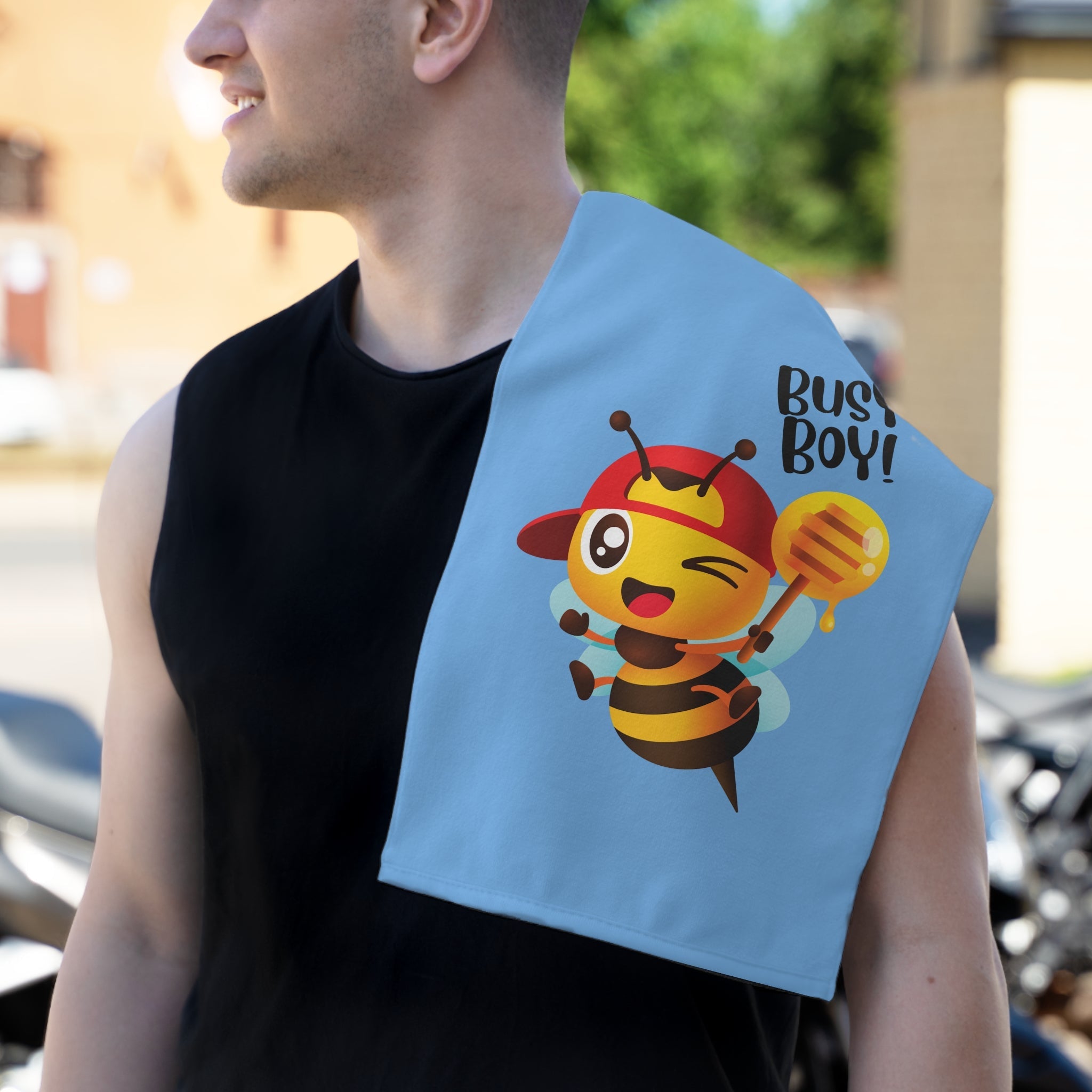 Busy Boy! Bee Light Blue | Mix & Match Soft Fun-Flirty Lovers’ Towels
