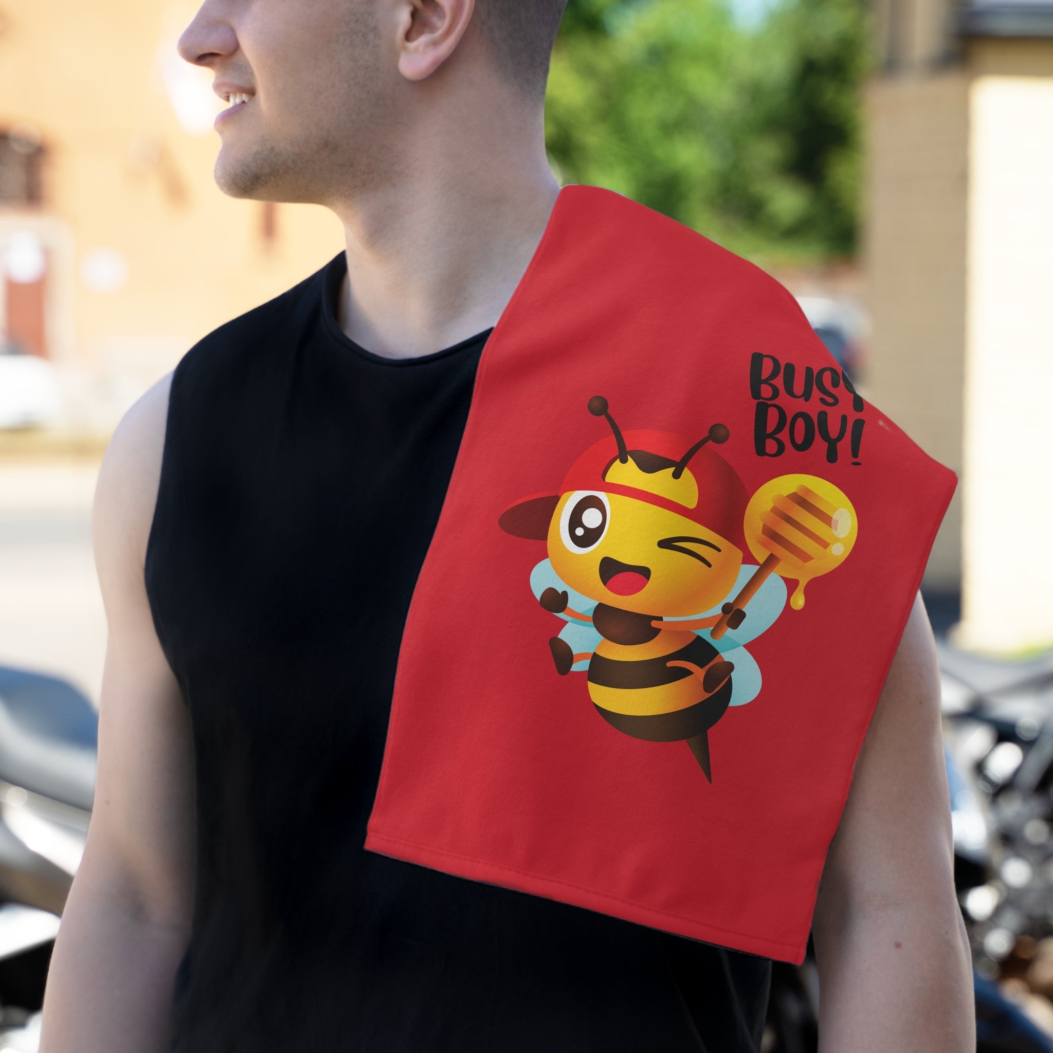 Busy Boy! Bee Red | Mix & Match Soft Fun-Flirty Lovers’ Towels
