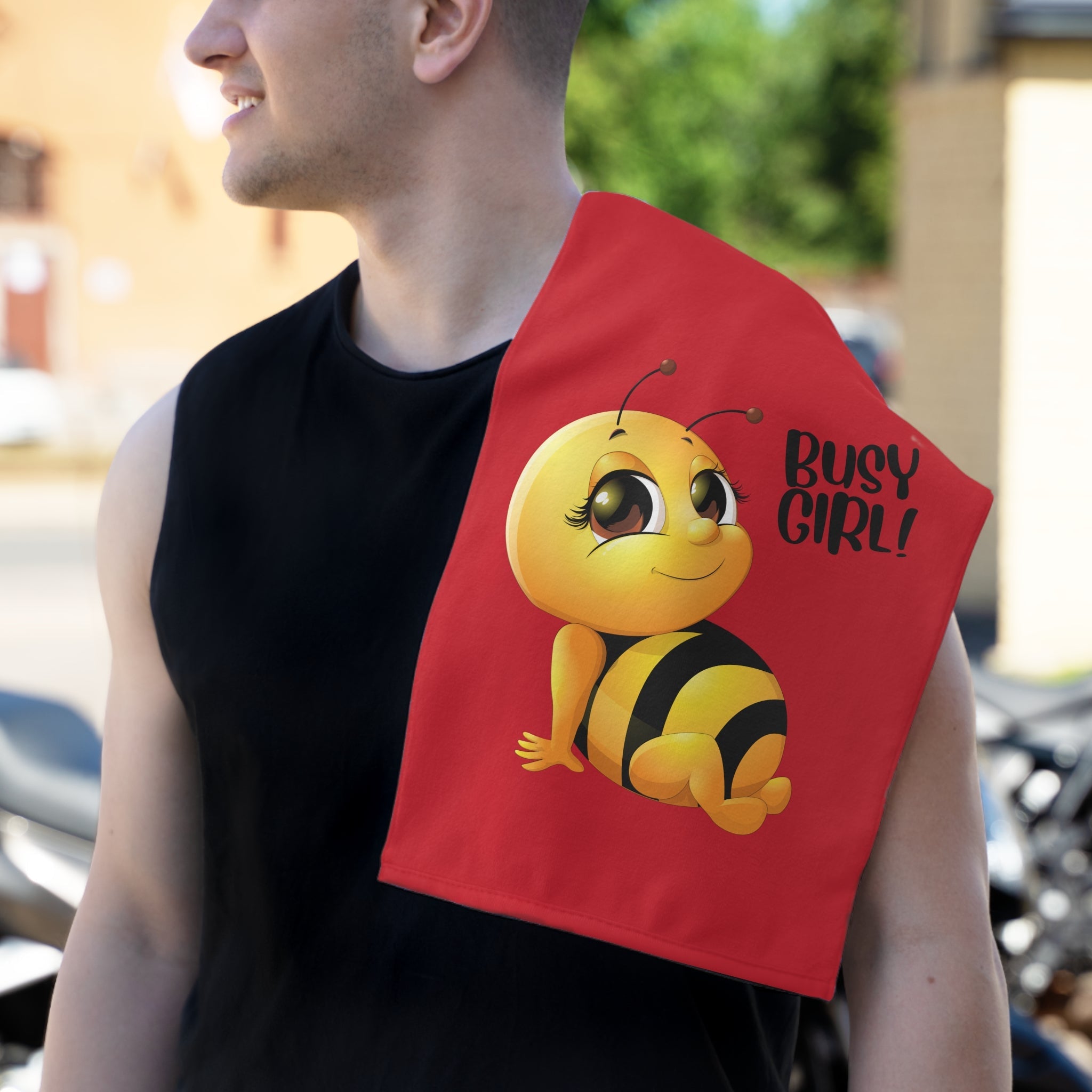 Busy Girl! Bee Red | Mix & Match Soft Fun-Flirty Lovers’ Towels