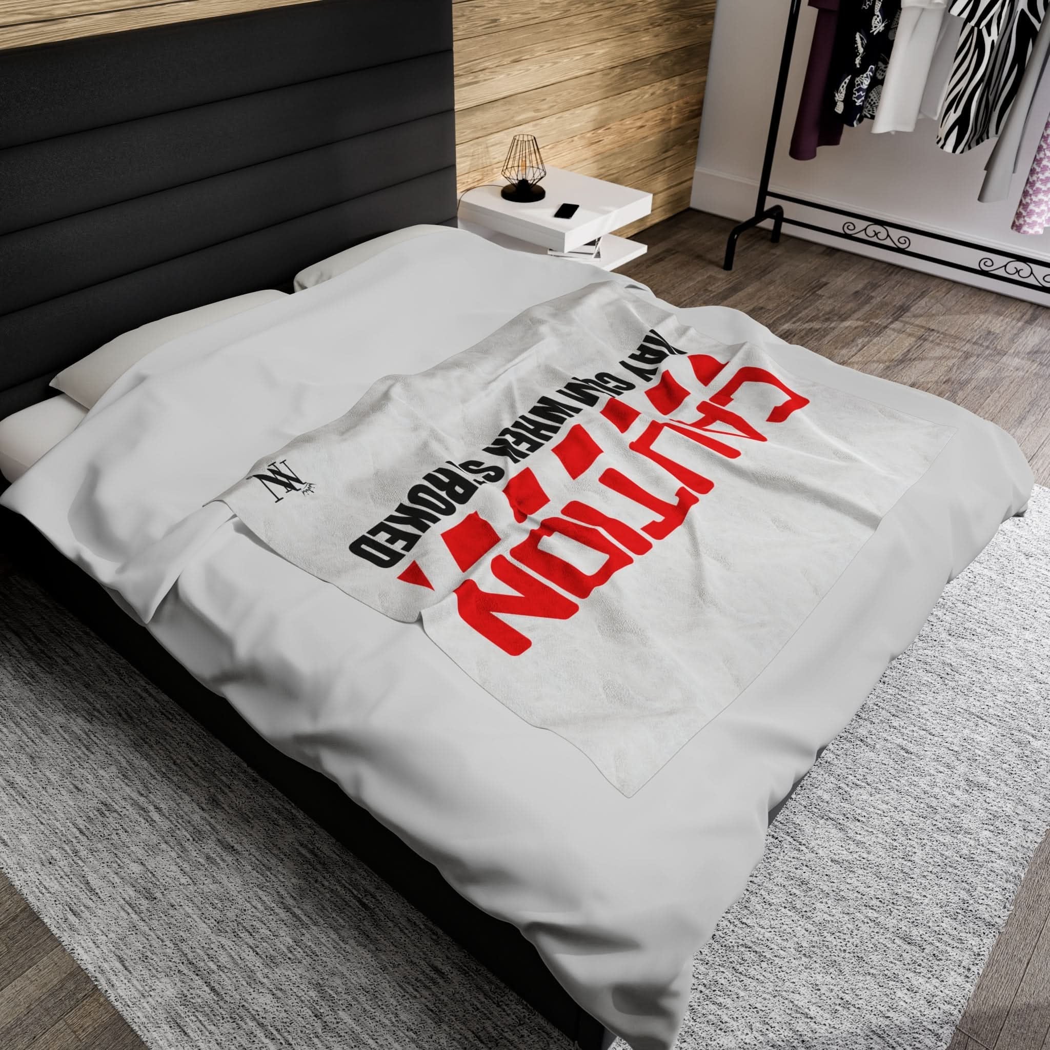 Caution May Cum When Stroked Red | Mix & Match Fun-Flirty Loversā Blankets
