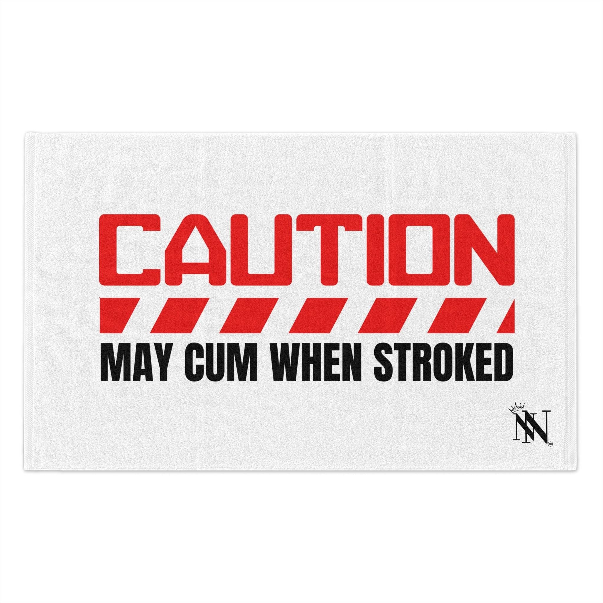 Caution May Cum When Stroked Red | Mix & Match Soft Fun-Flirty Lovers’ Towels