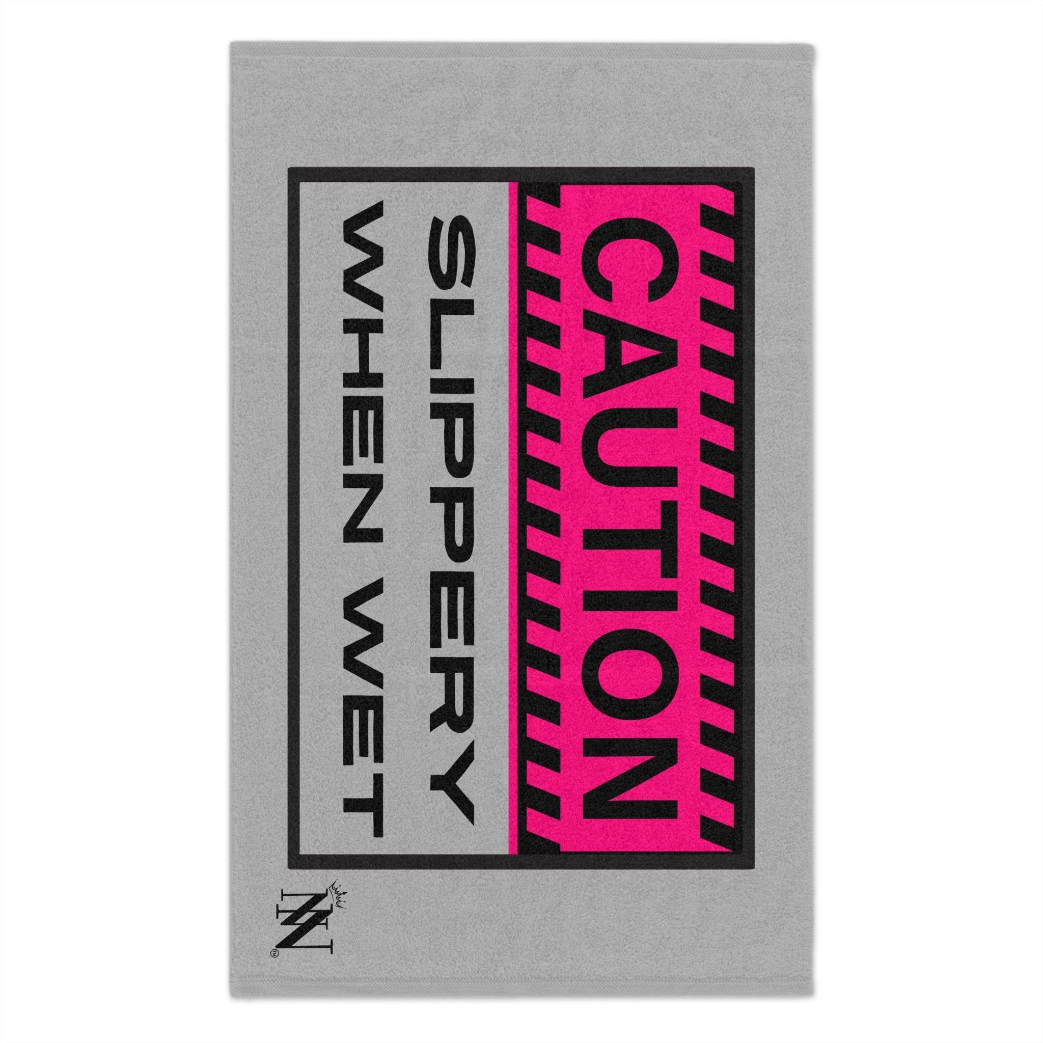 Caution Slippery When Wet Grey Mix & Match Soft Sex Towels | Flirty Lovers’ Gifts