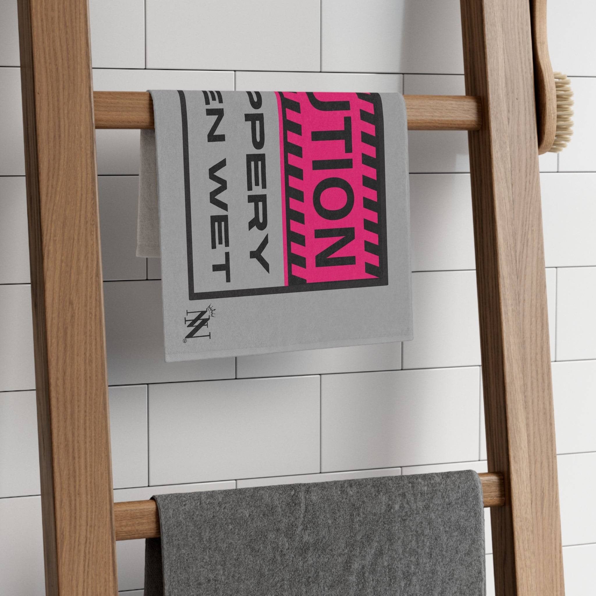 Caution Slippery When Wet Grey Mix & Match Soft Sex Towels | Flirty Lovers’ Gifts