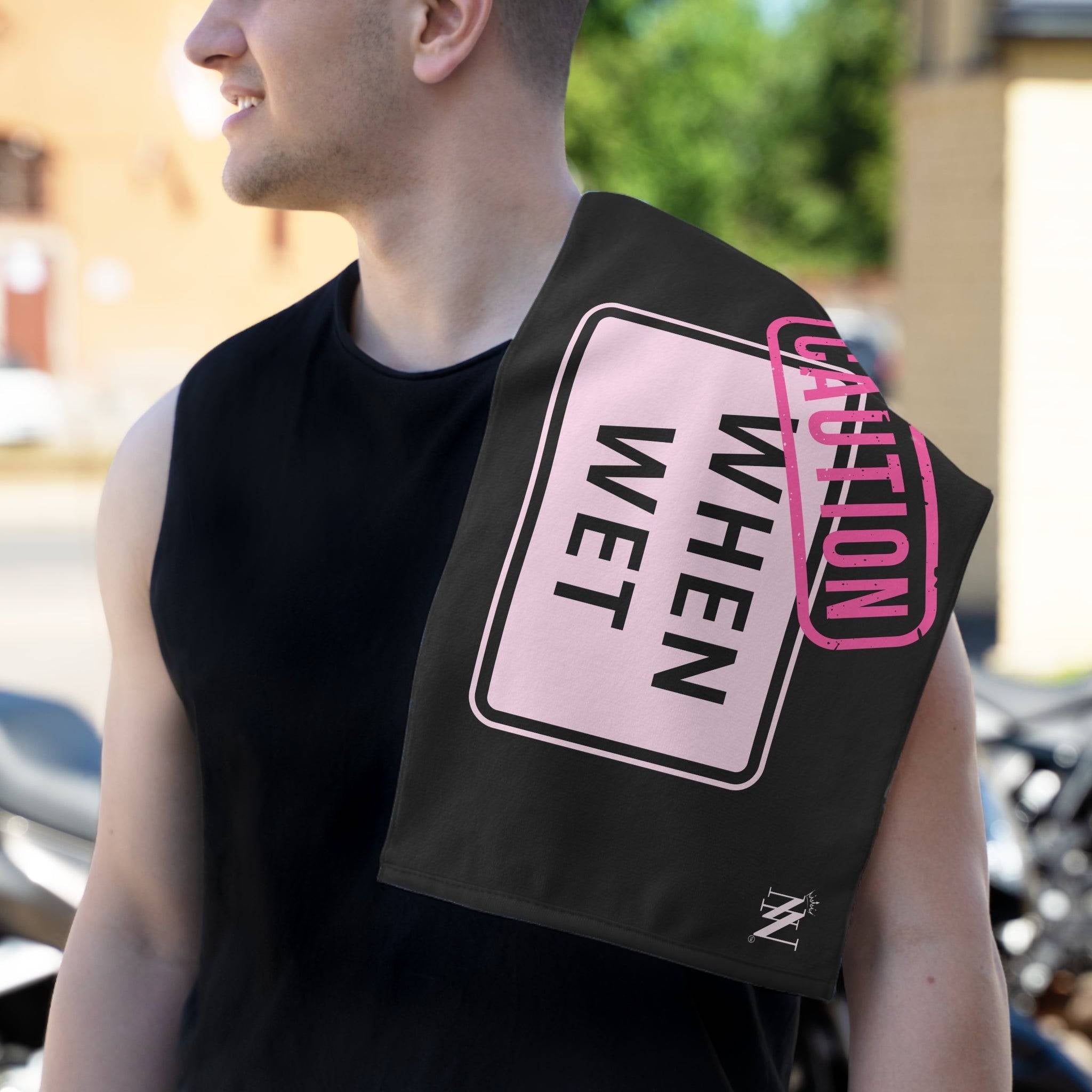 Caution When Wet Black Mix & Match Soft Sex Towels | Flirty Lovers’ Gifts