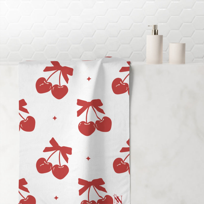 Cherry Hearts Pattern | Mix & Match XL Fun-Flirty Lovers’ Towels