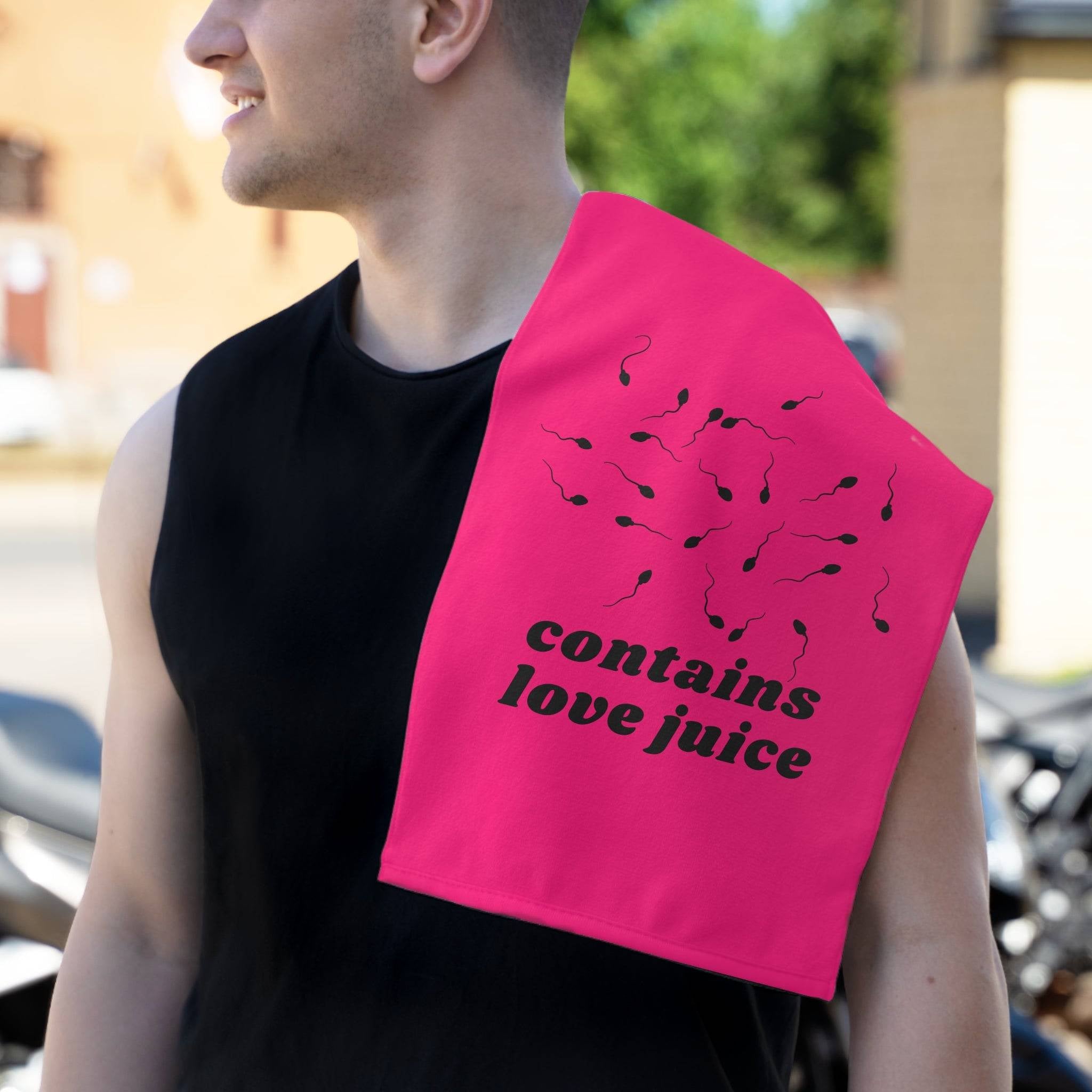 Contains Love Juice Pink | Mix & Match Soft Sex Towels | Flirty Loversâ Gifts
