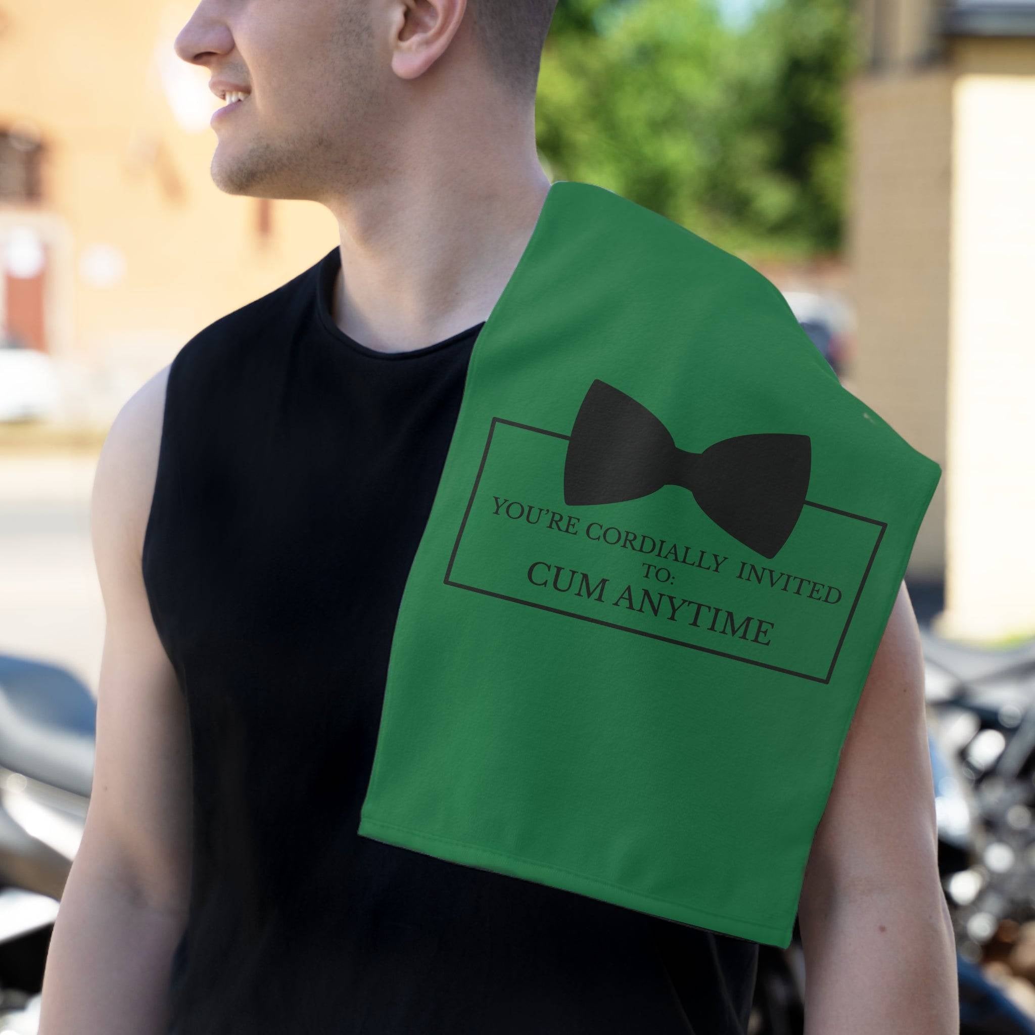 Cordially Invited Cum Green | Mix & Match Soft Fun-Flirty Lovers’ Towels