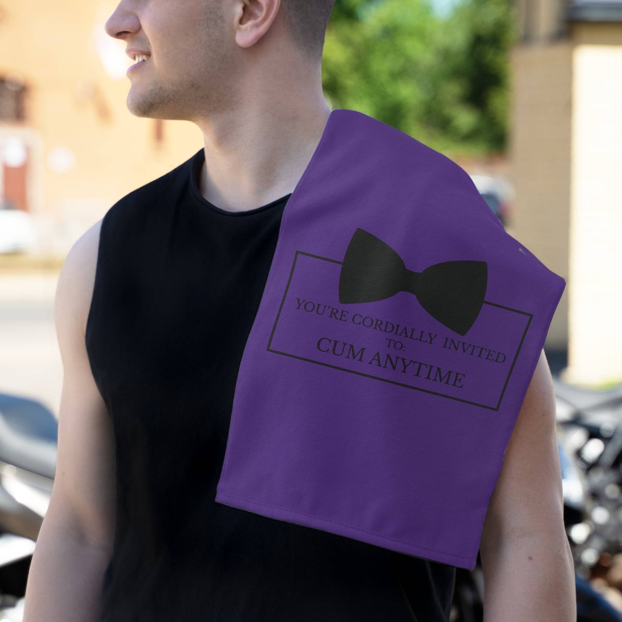 Cordially Invited Cum Purple | Mix & Match Soft Fun-Flirty Lovers’ Towels