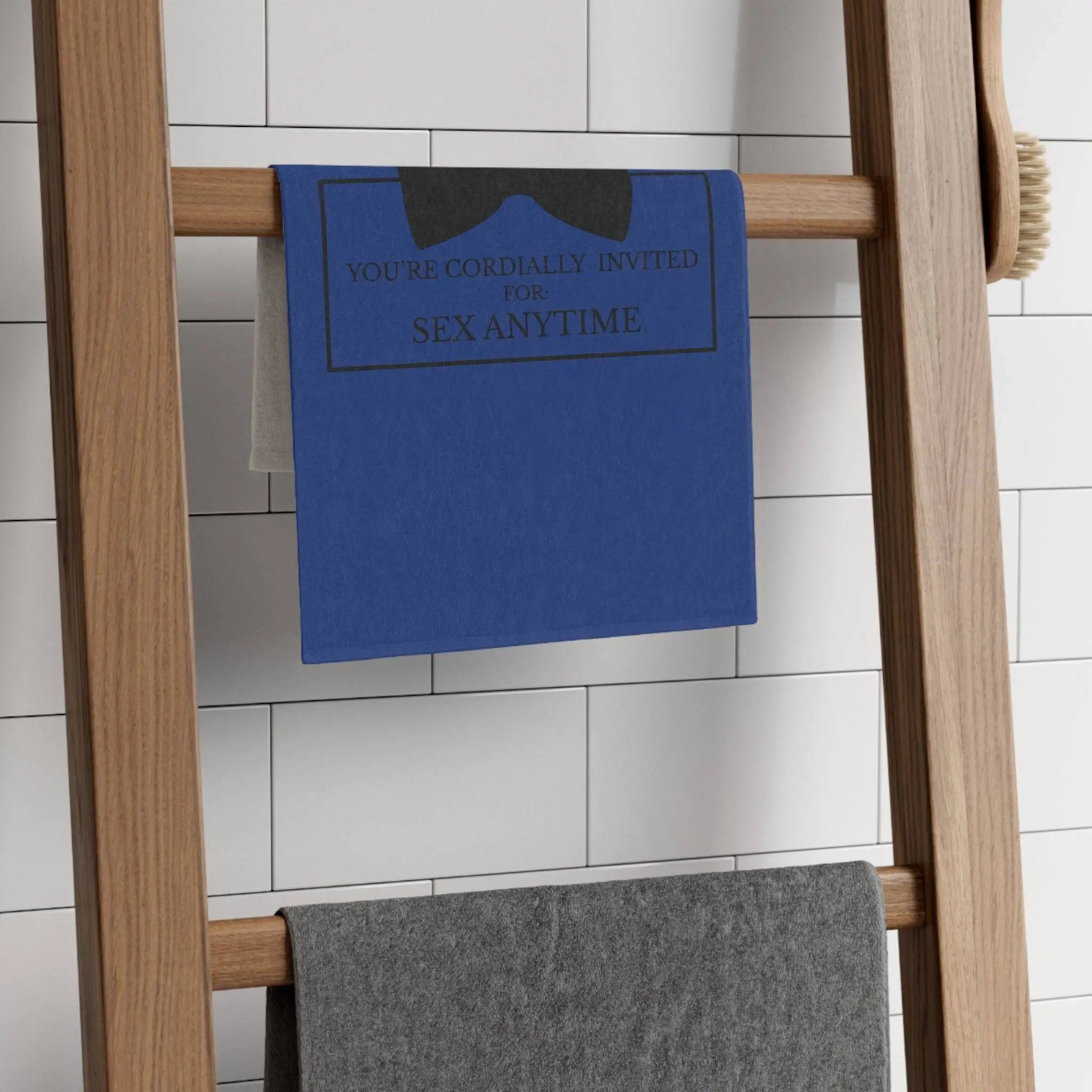 Cordially Invited Sex Blue | Mix & Match Soft Fun-Flirty Lovers’ Towels