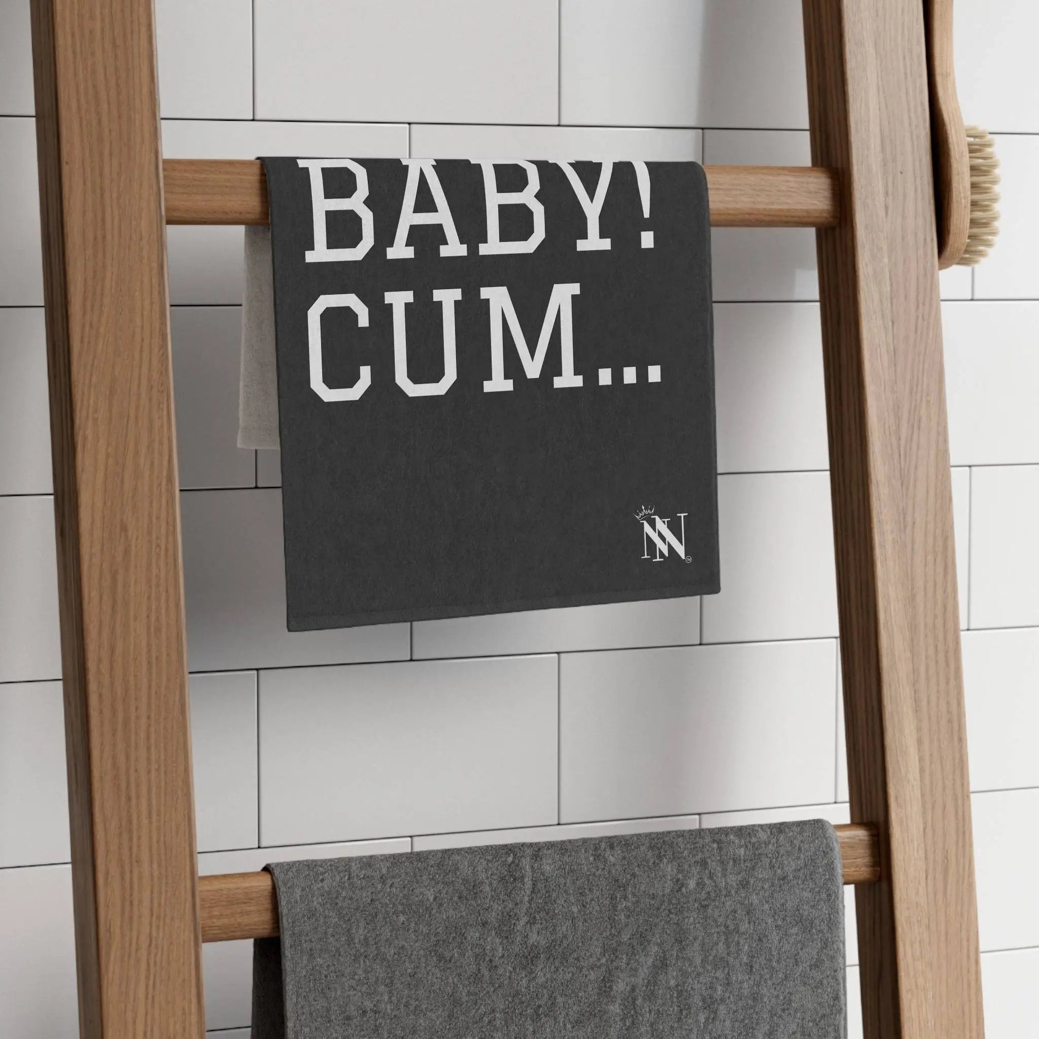 Cum Baby! Cum... Grey Mix & Match Soft Sex Towels | Flirty Lovers’ Gifts