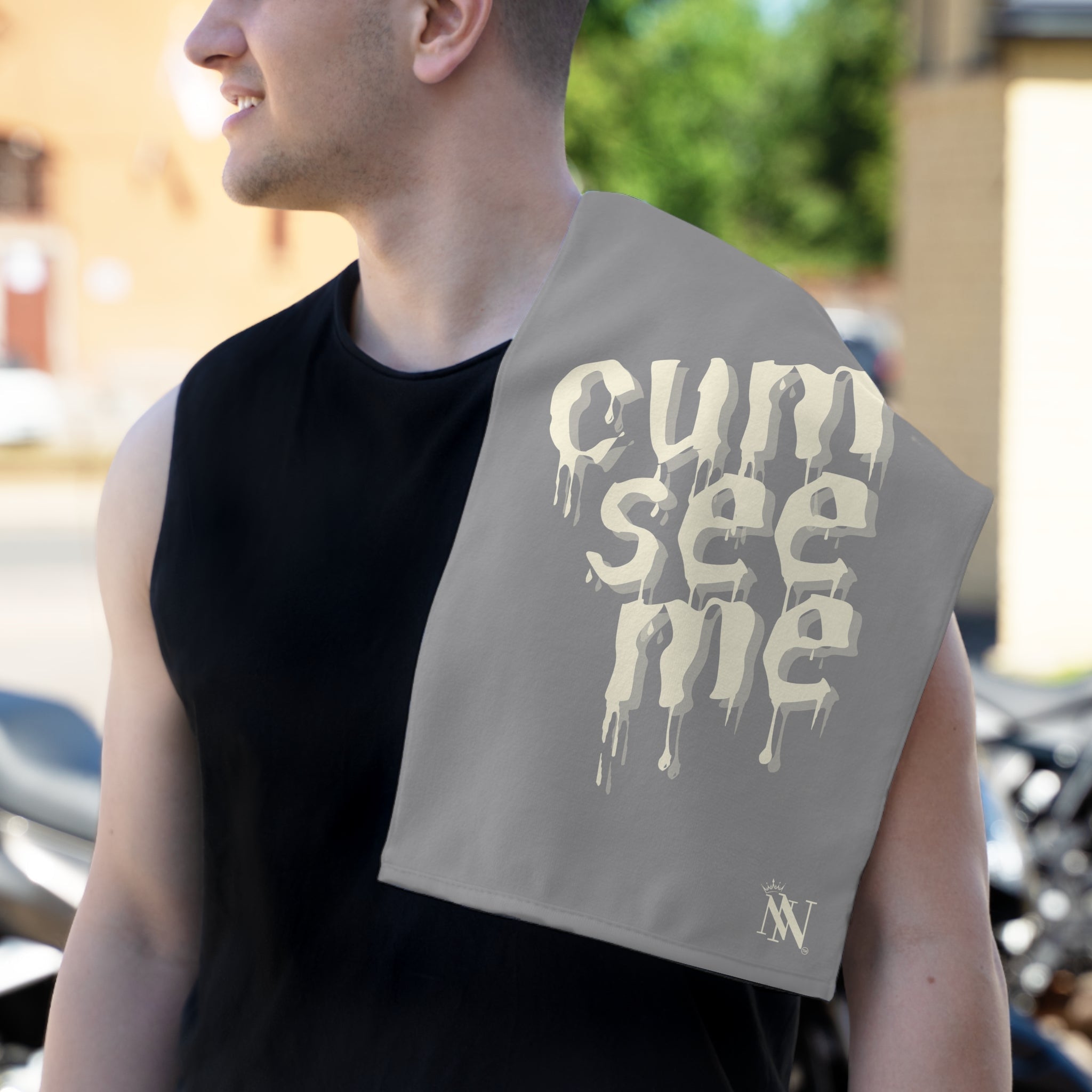 Cum See Me Grey | Mix & Match Soft Fun-Flirty Lovers’ Towels
