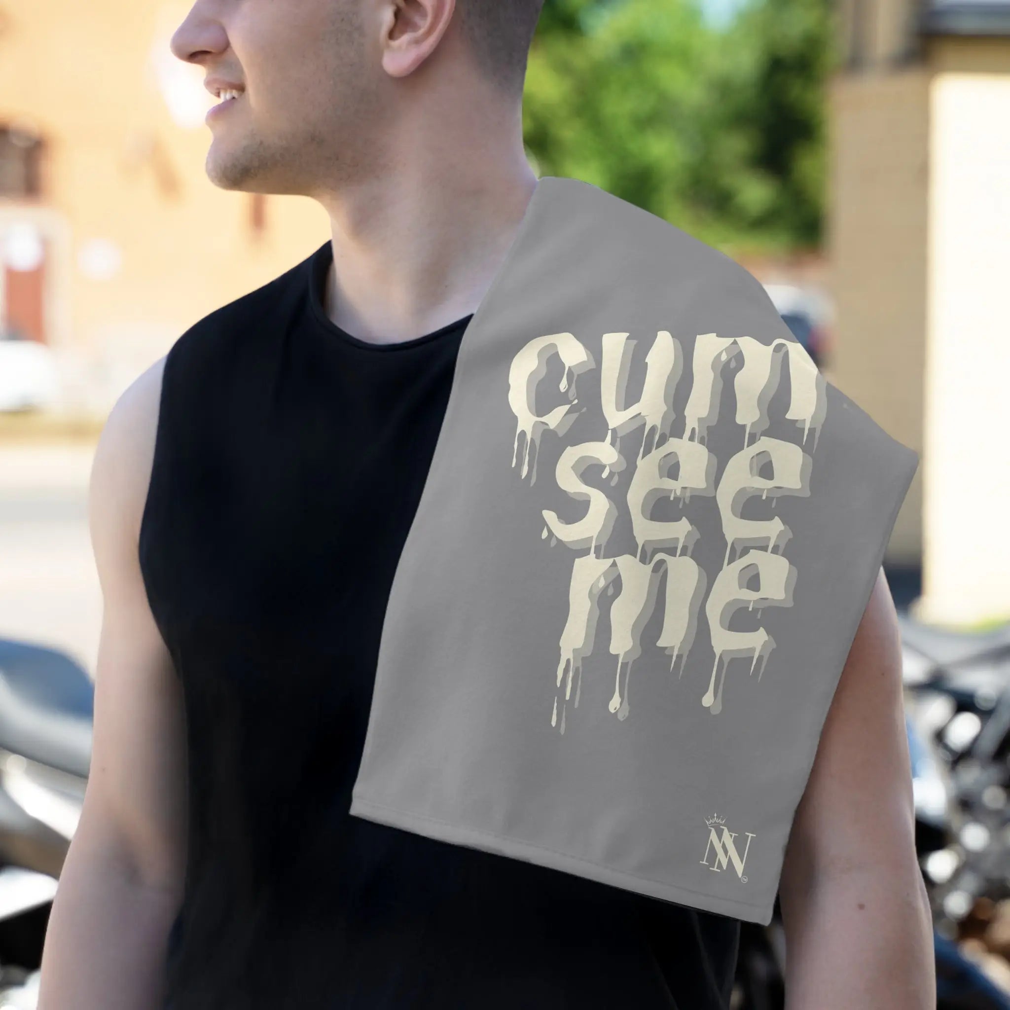 Cum See Me Grey | Mix & Match Soft Fun-Flirty Lovers’ Towels