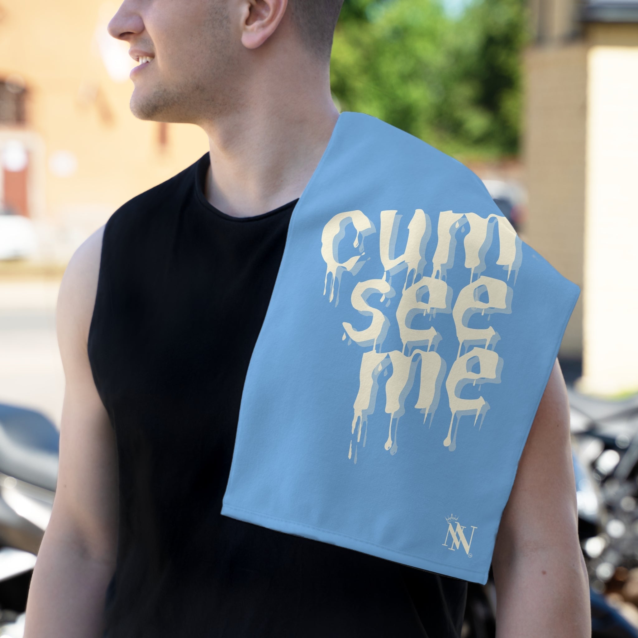 Cum See Me Light Blue | Mix & Match Soft Fun-Flirty Lovers’ Towels