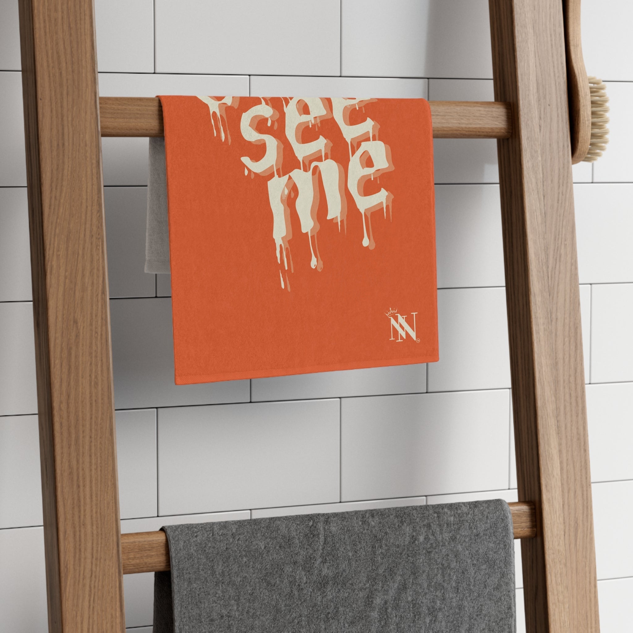 Cum See Me Orange | Mix & Match Soft Fun-Flirty Lovers’ Towels