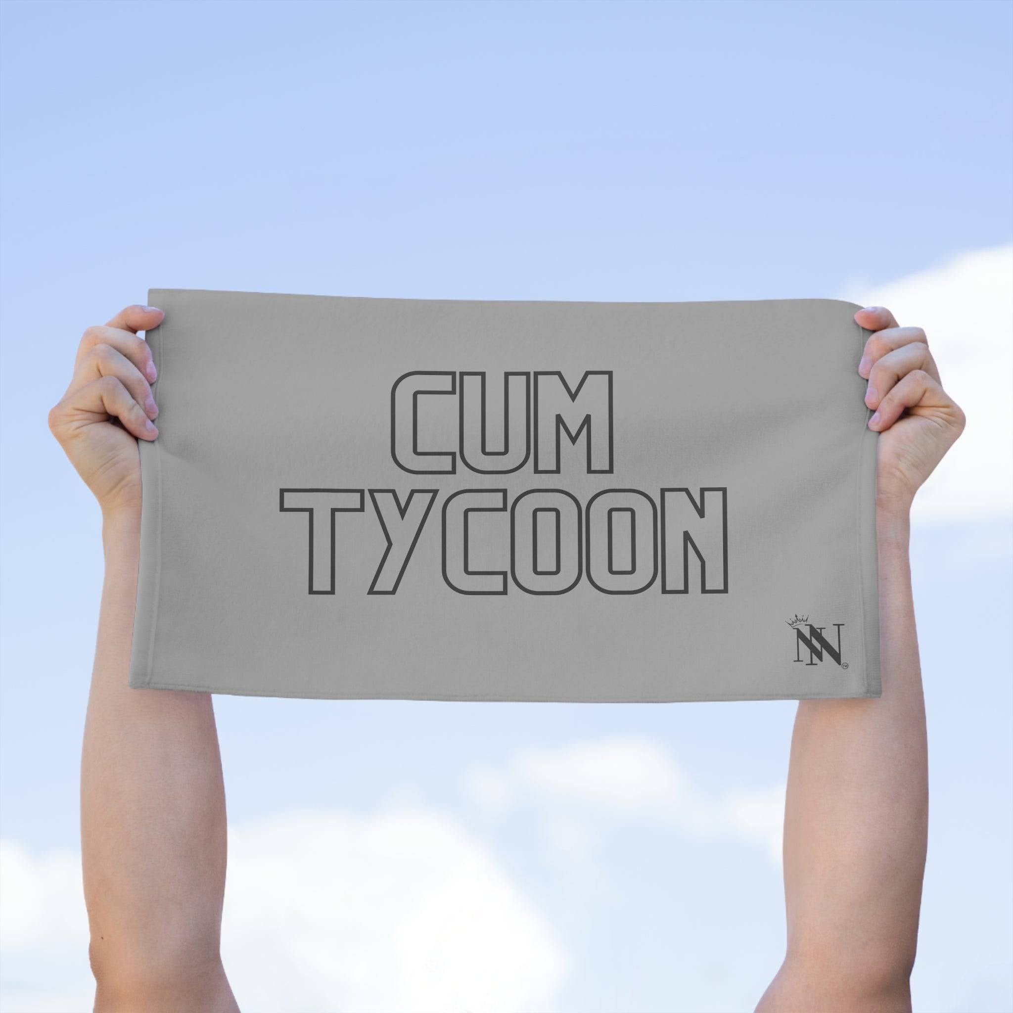 Cum Tycoon Light Grey Mix & Match Soft Sex Towels | Flirty Lovers’ Gifts