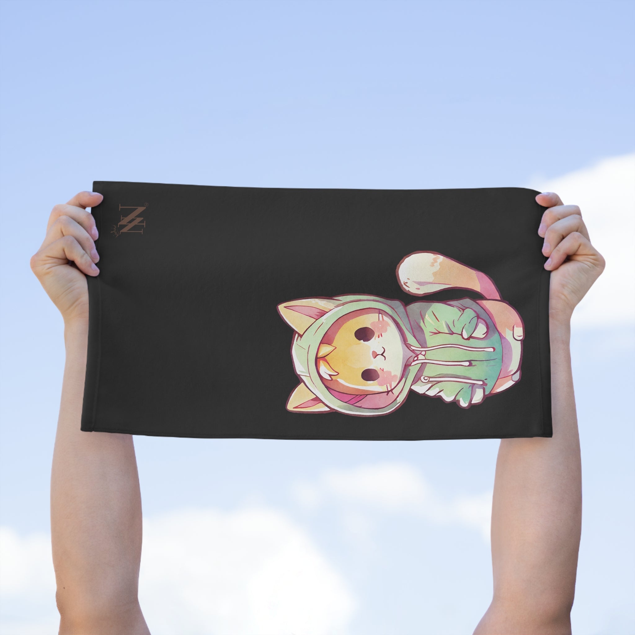 Cute Anime Kitten Black | Mix & Match Soft Fun-Flirty Lovers’ Towels