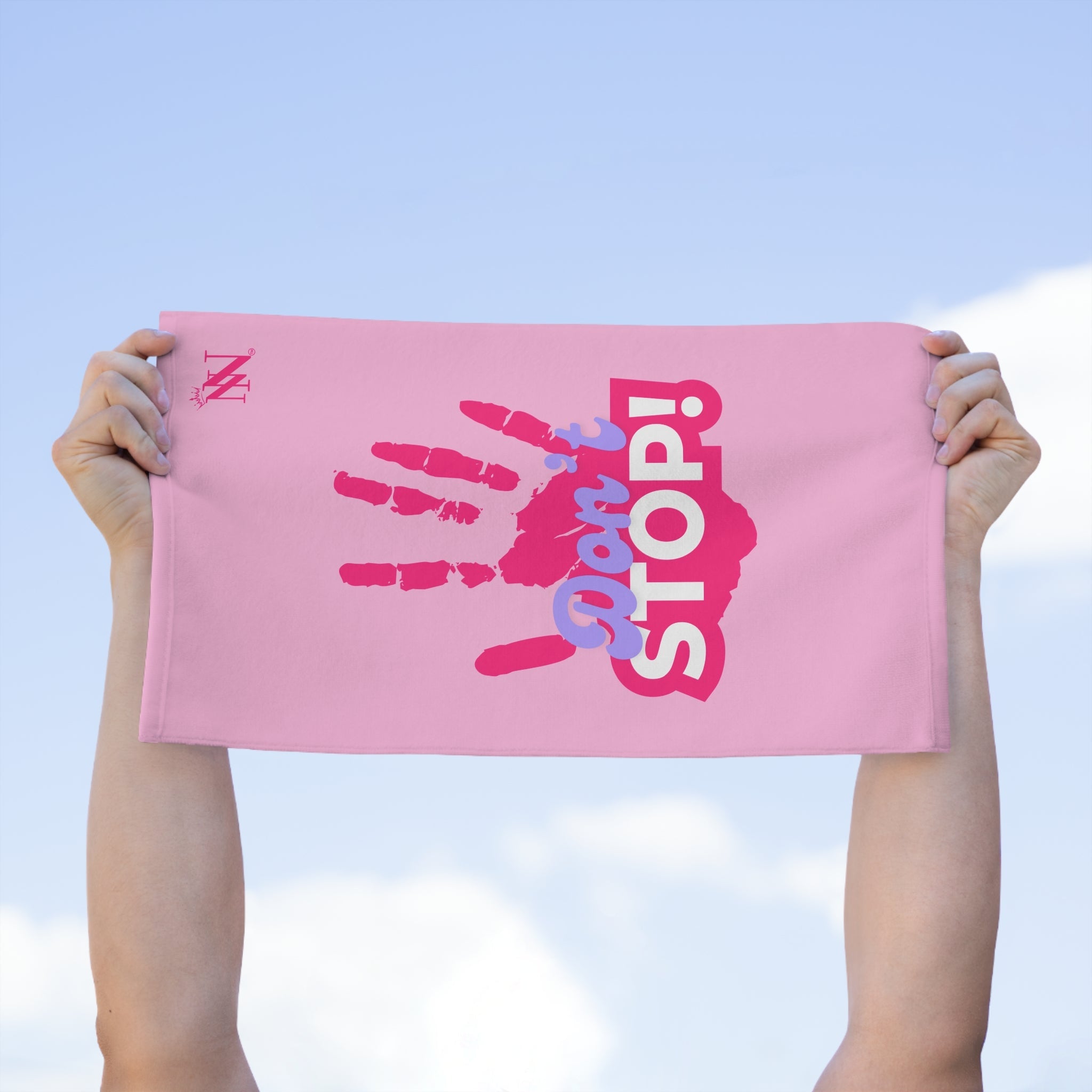 Don’t Stop! Handprint Light Pink | Mix & Match Soft Fun-Flirty Lovers’ Towels