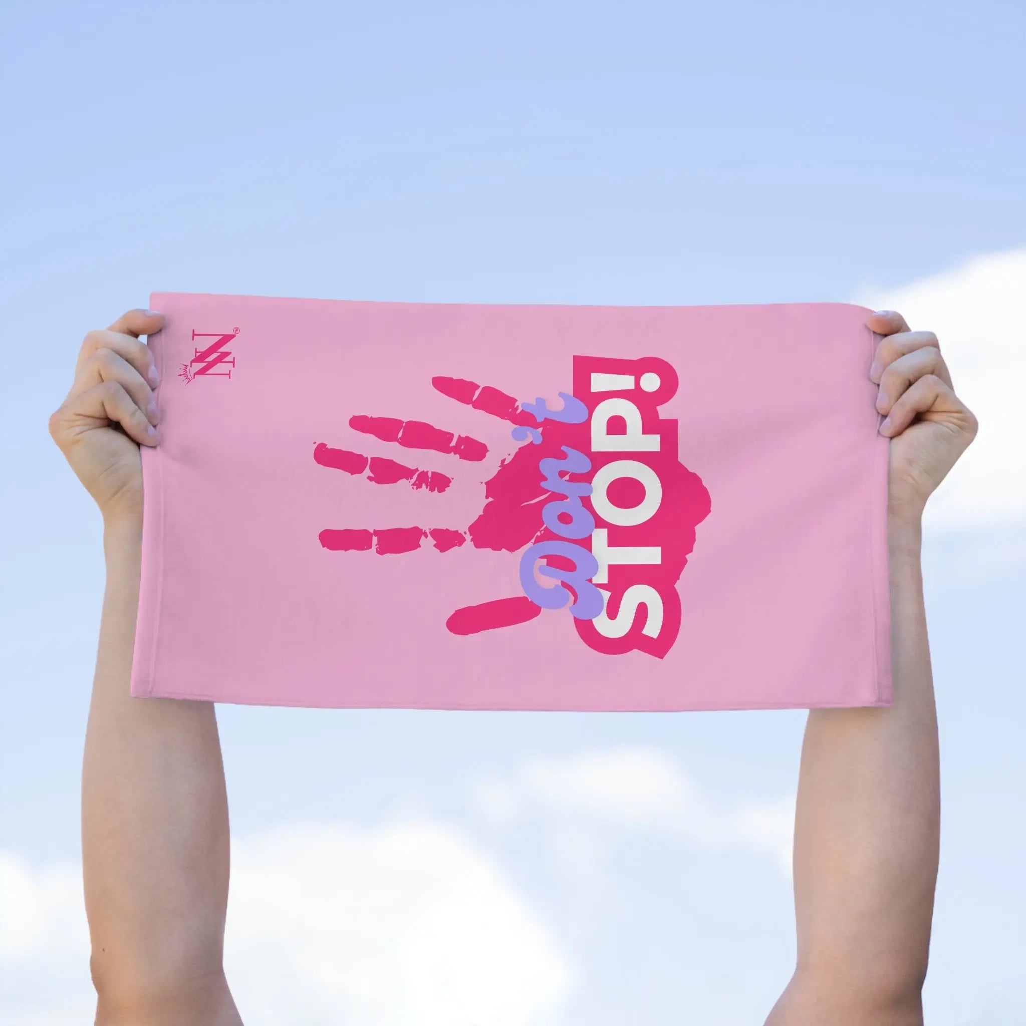 Don’t Stop! Handprint Light Pink | Mix & Match Soft Fun-Flirty Lovers’ Towels