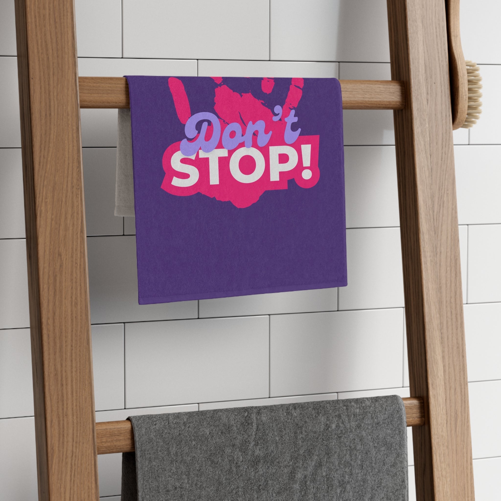 Don’t Stop! Handprint Purple | Mix & Match Soft Fun-Flirty Lovers’ Towels