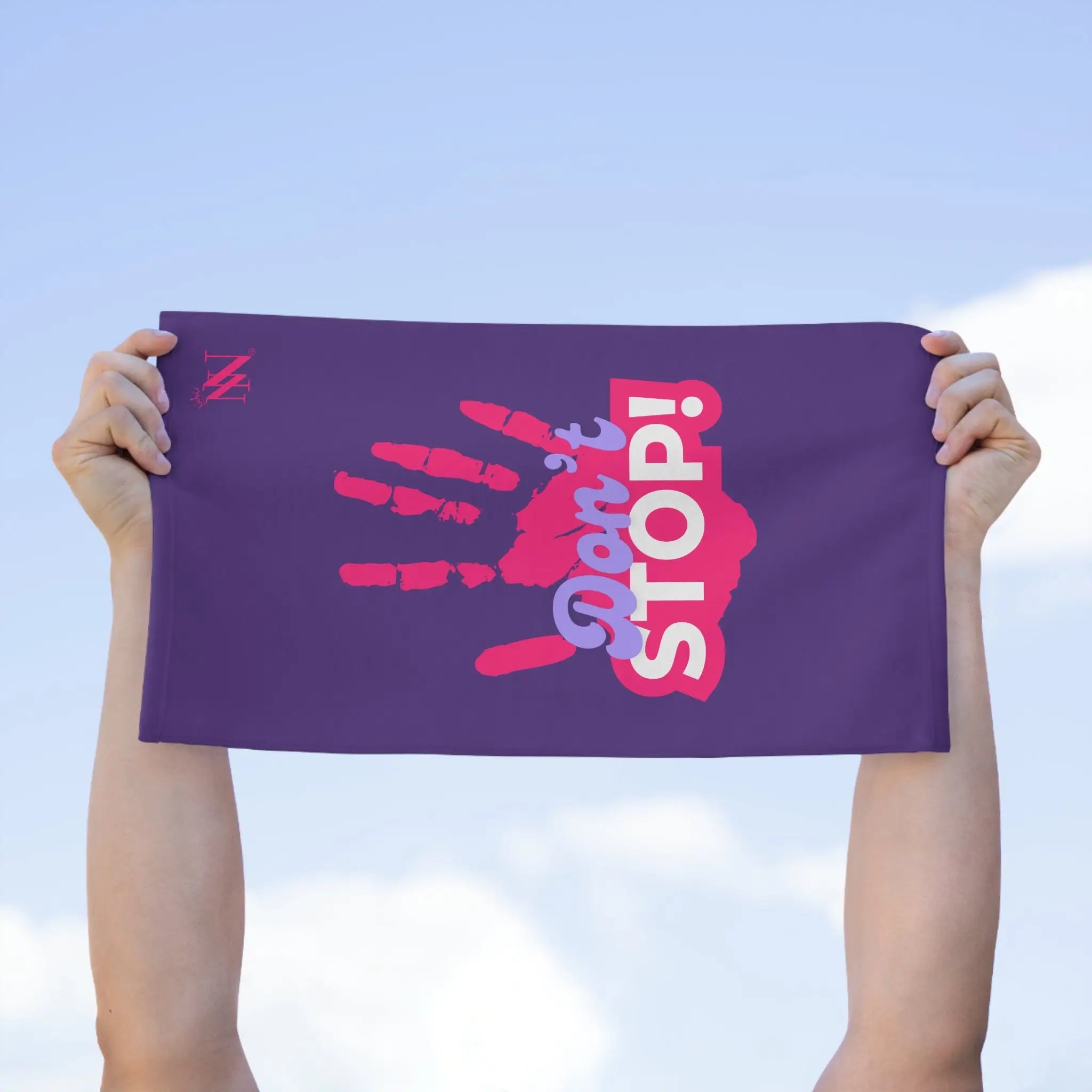 Don’t Stop! Handprint Purple | Mix & Match Soft Fun-Flirty Lovers’ Towels