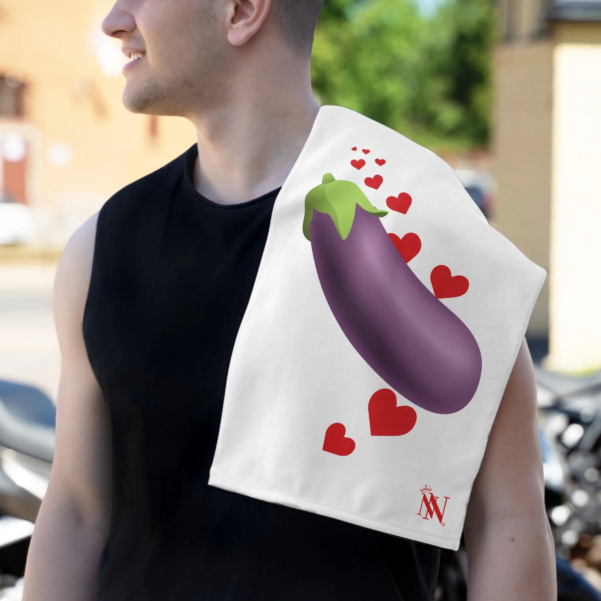 Eggplant Love Emoji | Mix & Match Soft Fun-Flirty Lovers’ Towels