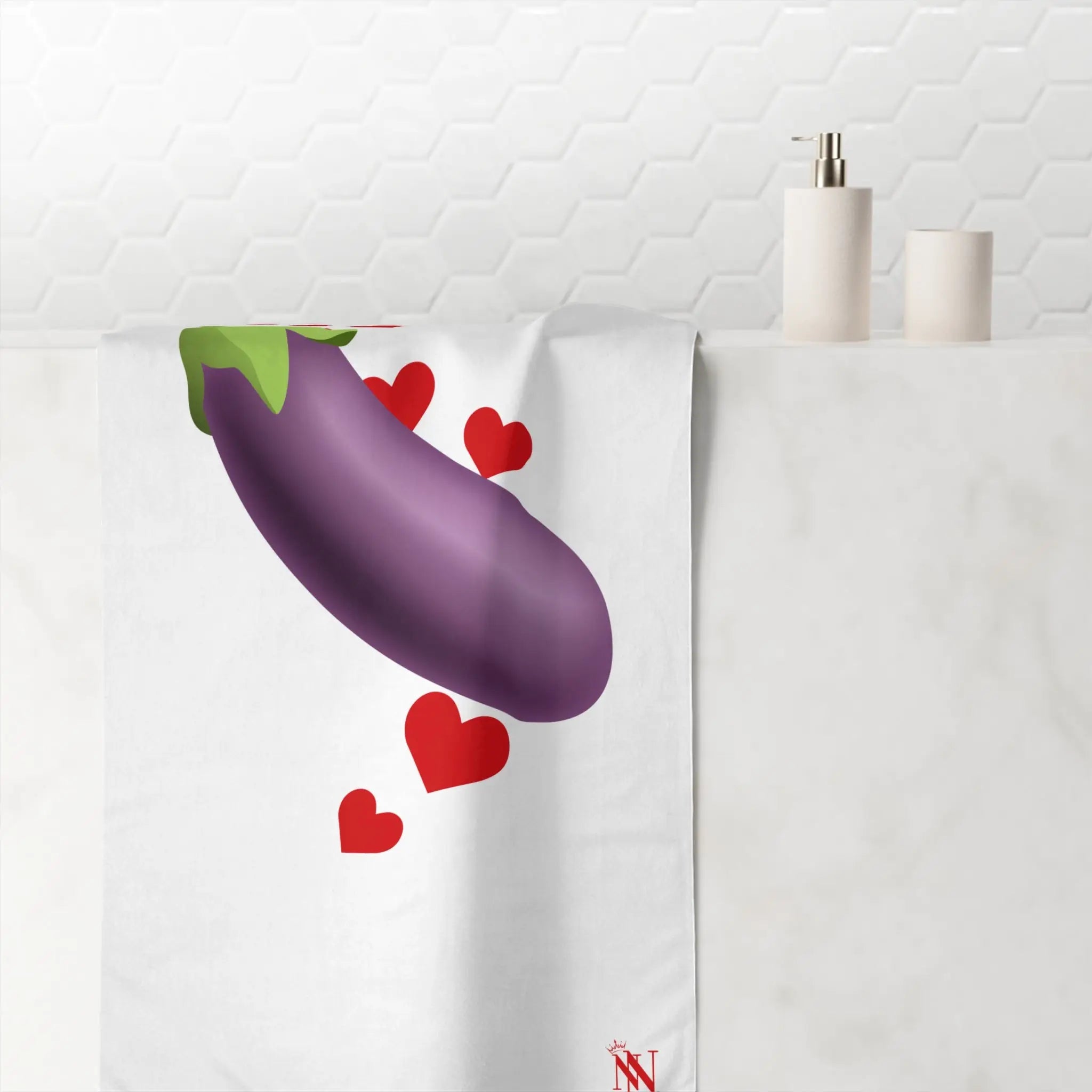 Eggplant Love Emoji | Mix & Match XL Fun-Flirty Lovers’ Towels