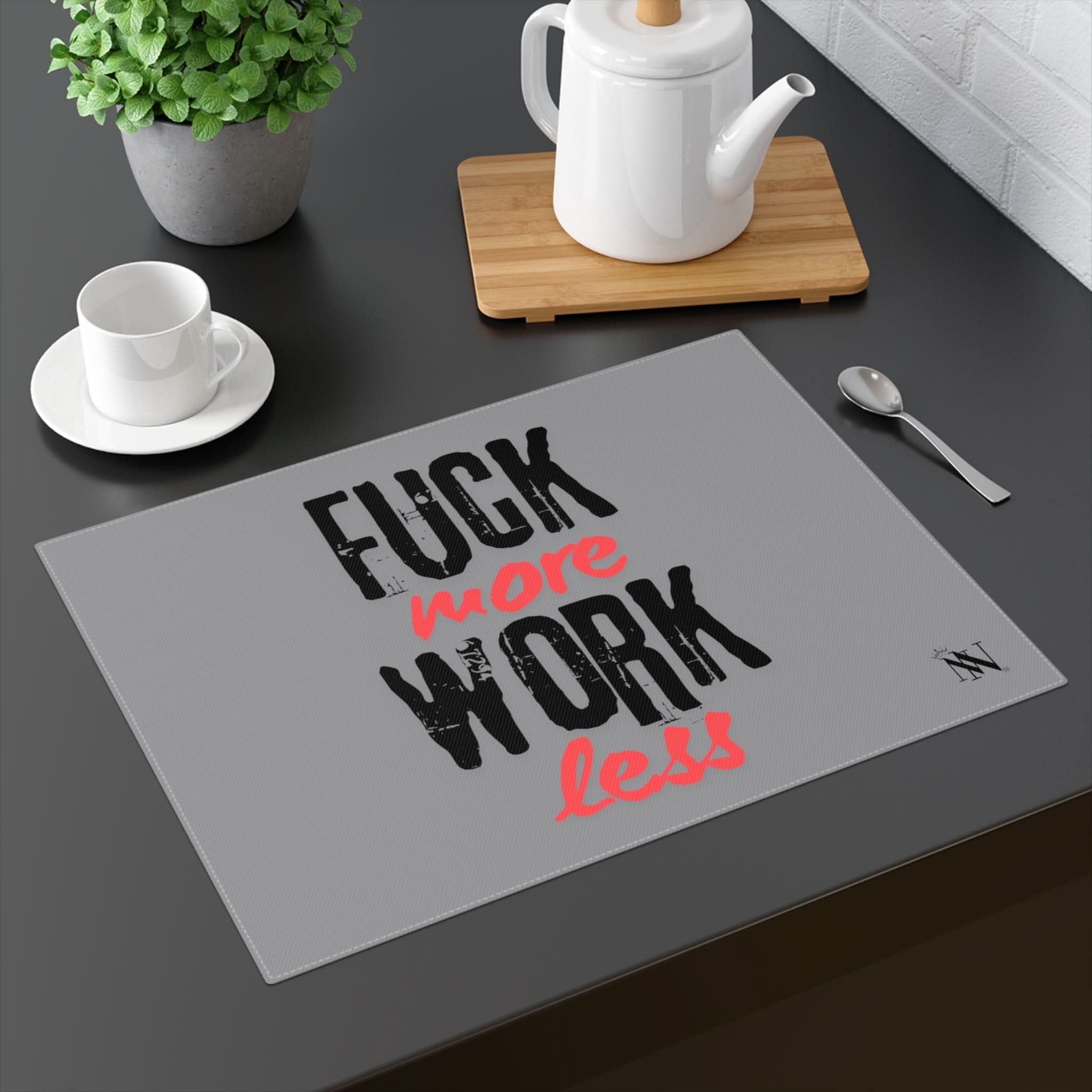 Fuck More Work Less Grey | Mix & Match Playful Fun-Flirty Lovers’ Toy Mats