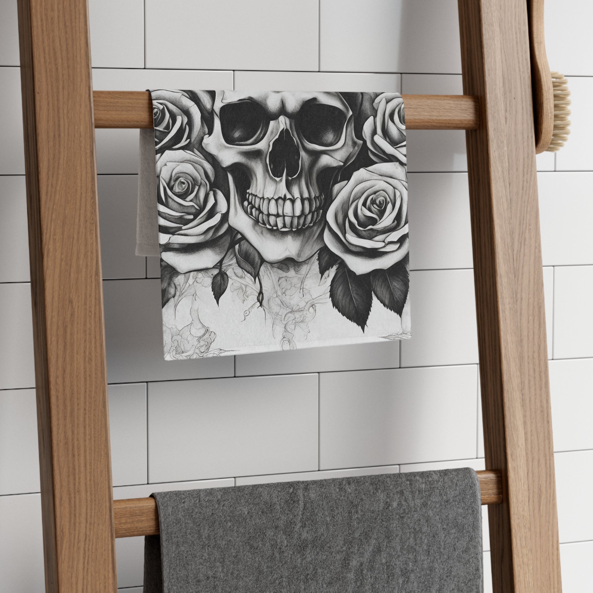 Grey Washed Skull & Roses | Mix & Match Soft Fun-Flirty Lovers’ Towels