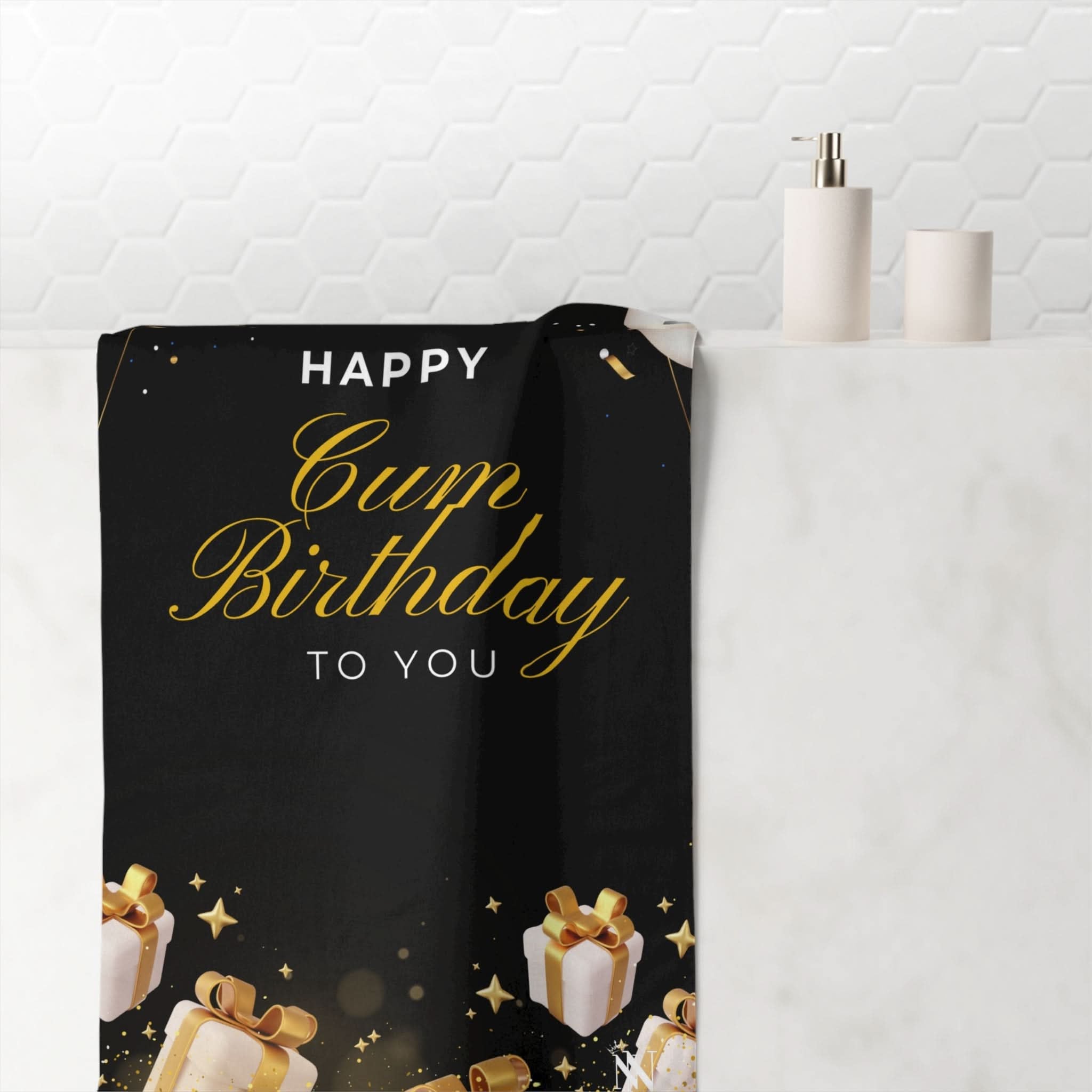 Happy Cum Birthday | Mix & Match Naughty XL Fun-Flirty Lovers’ Towels