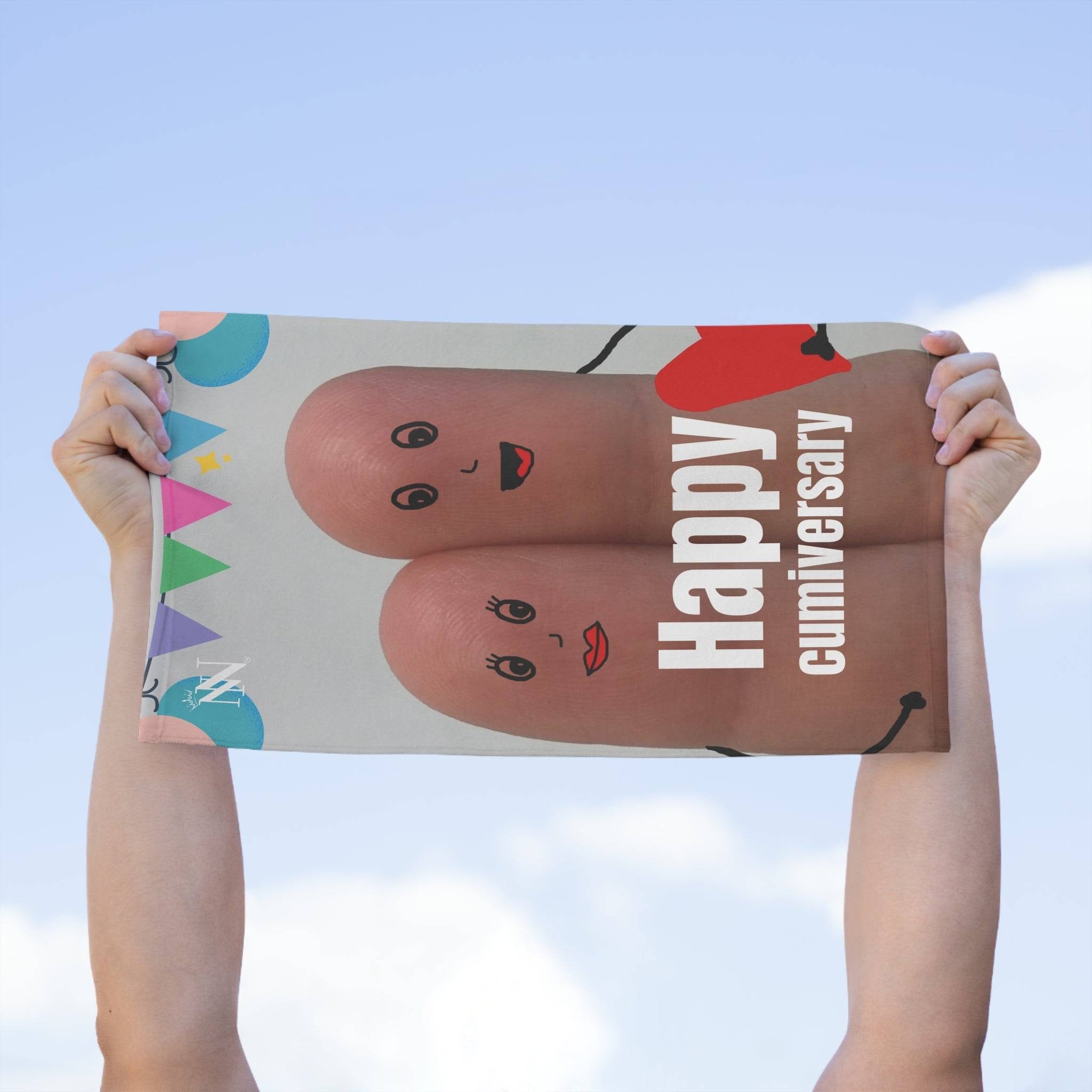 Happy Cumiversary Finger | Mix & Match Soft Fun-Flirty Lovers’ Towels