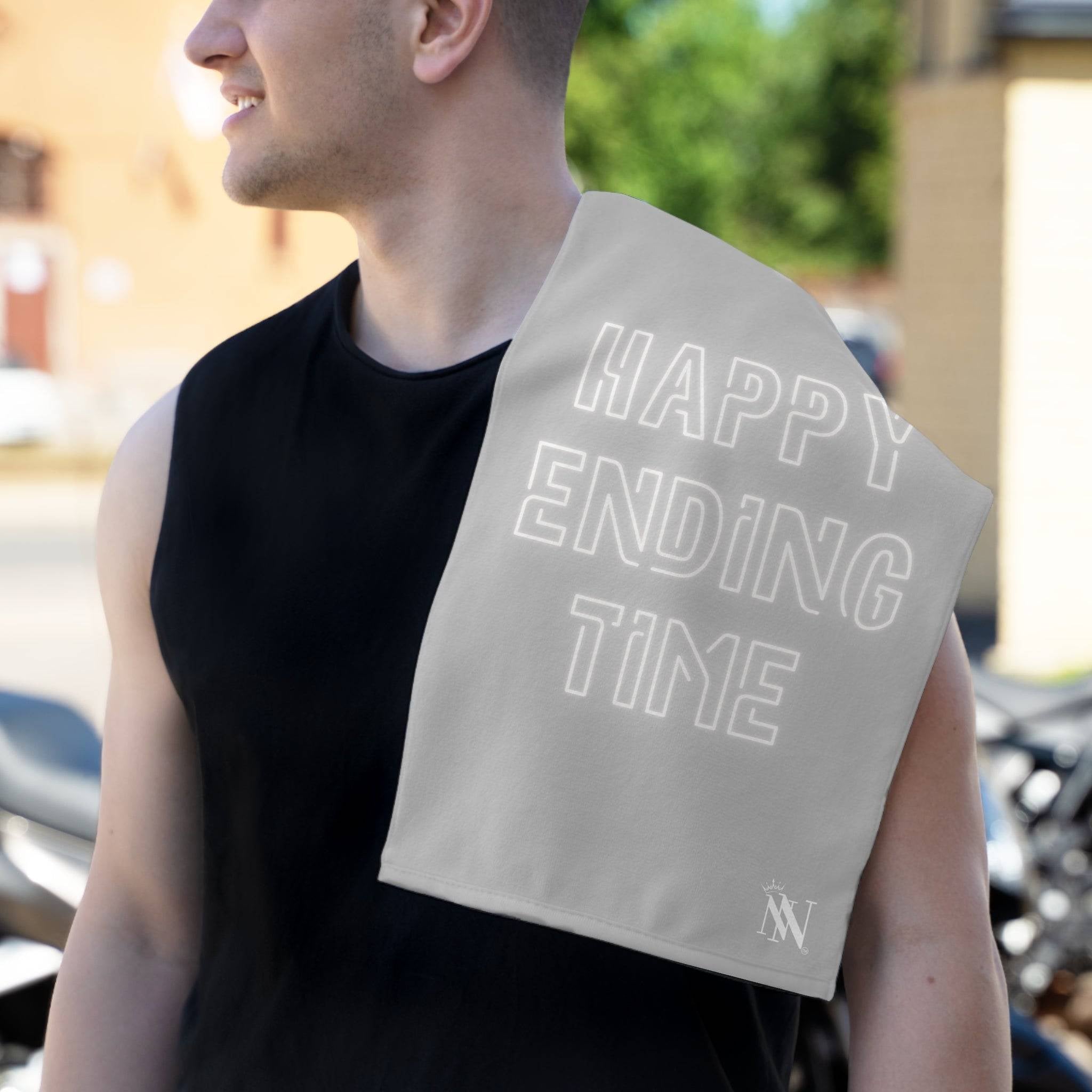 Happy Ending Time Silver Mix & Match Soft Sex Towels | Naughty Lovers’ Gifts
