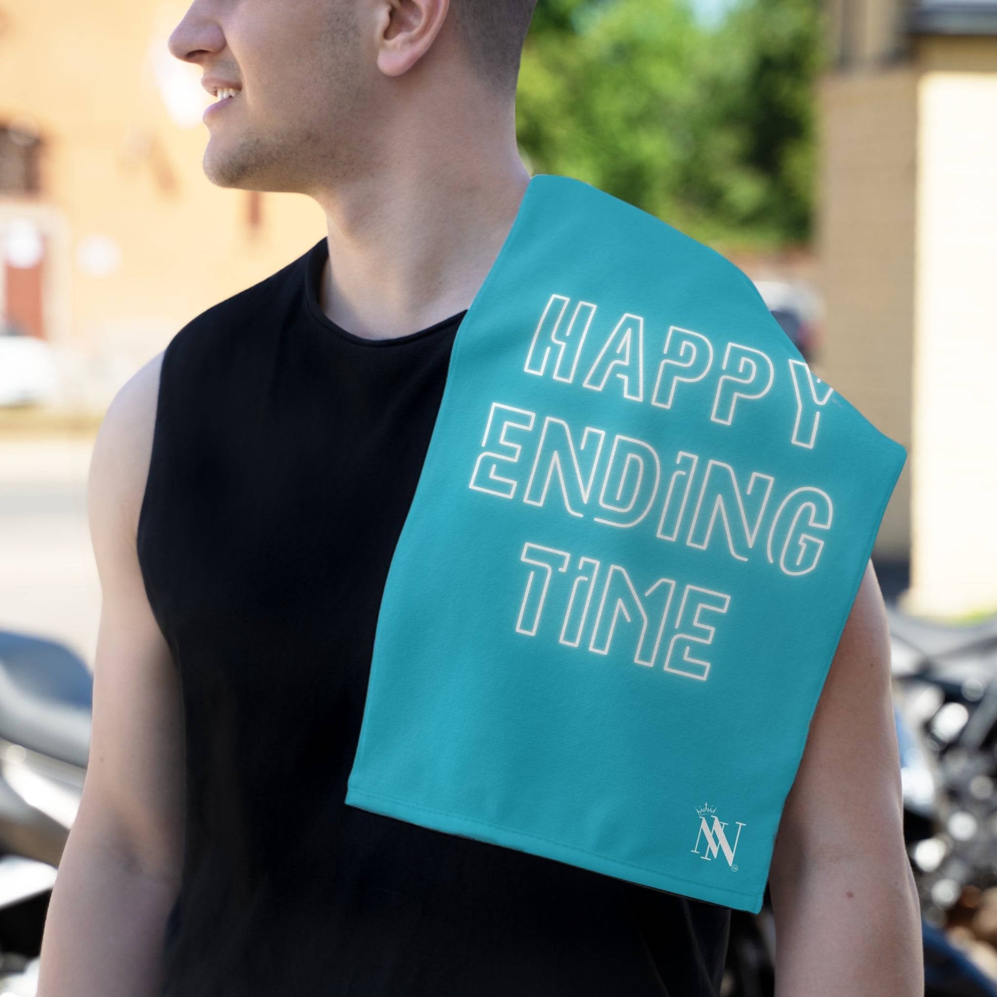 Happy Ending Time Teal Mix & Match Soft Sex Towels | Naughty Lovers’ Gifts
