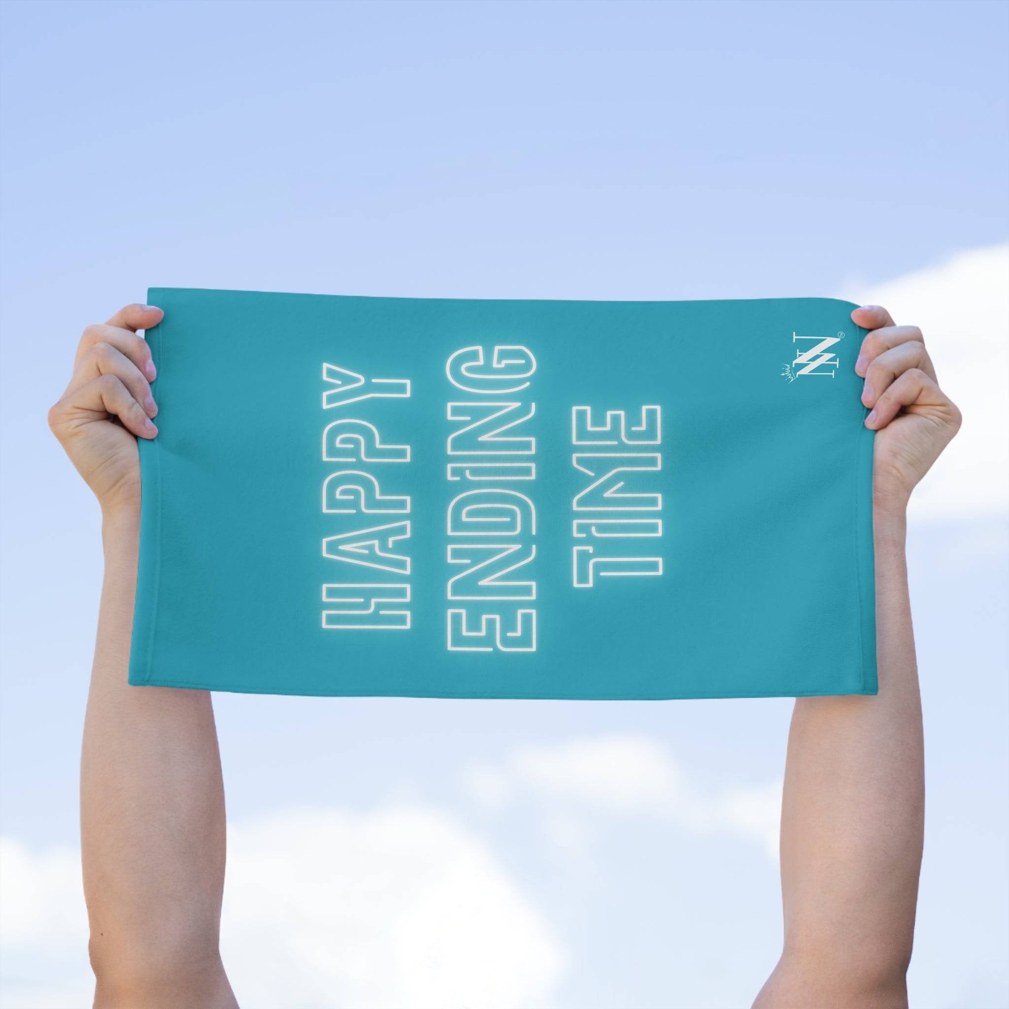 Happy Ending Time Teal Mix & Match Soft Sex Towels | Naughty Lovers’ Gifts