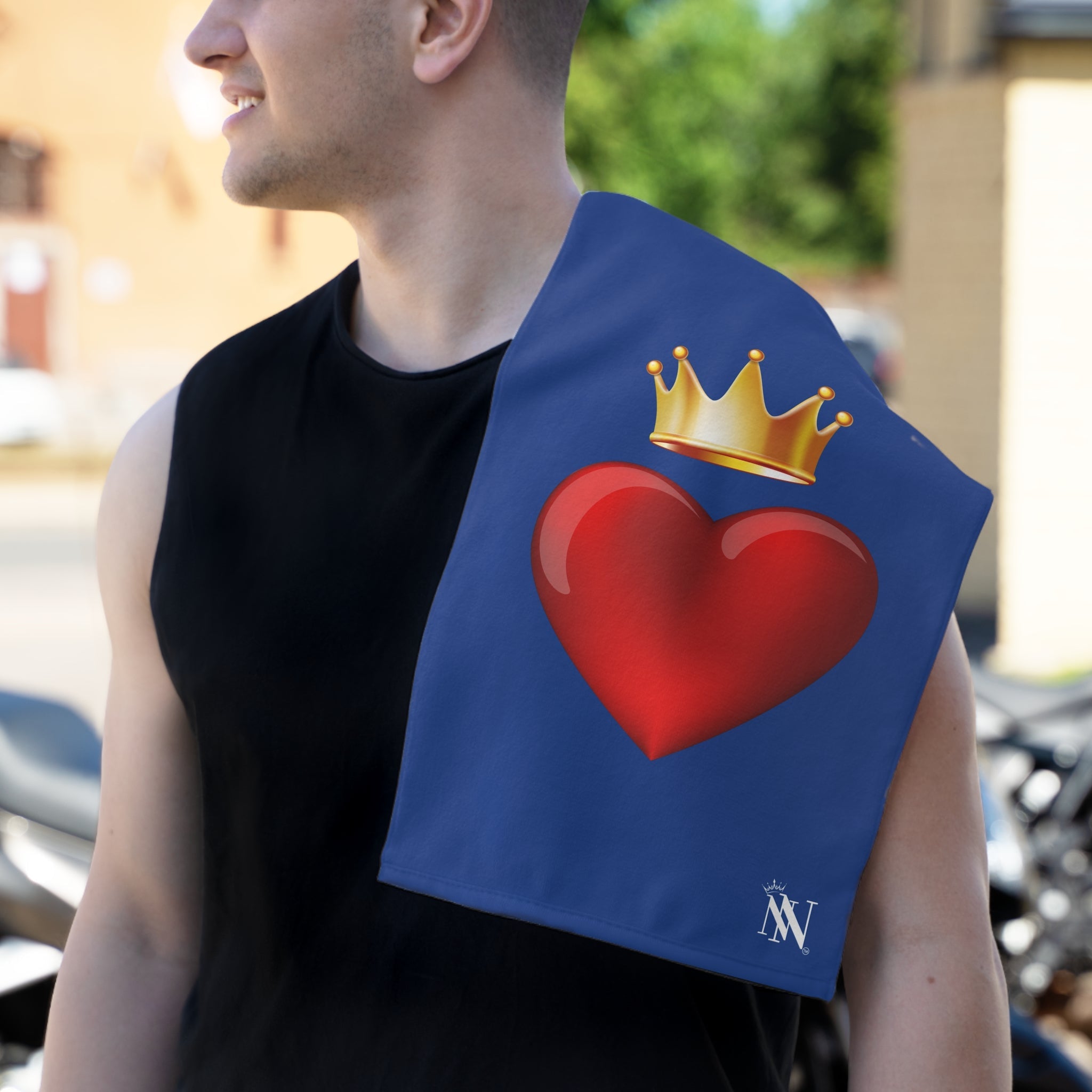 Heart King Blue | Mix & Match Soft Fun-Flirty Lovers’ Towels