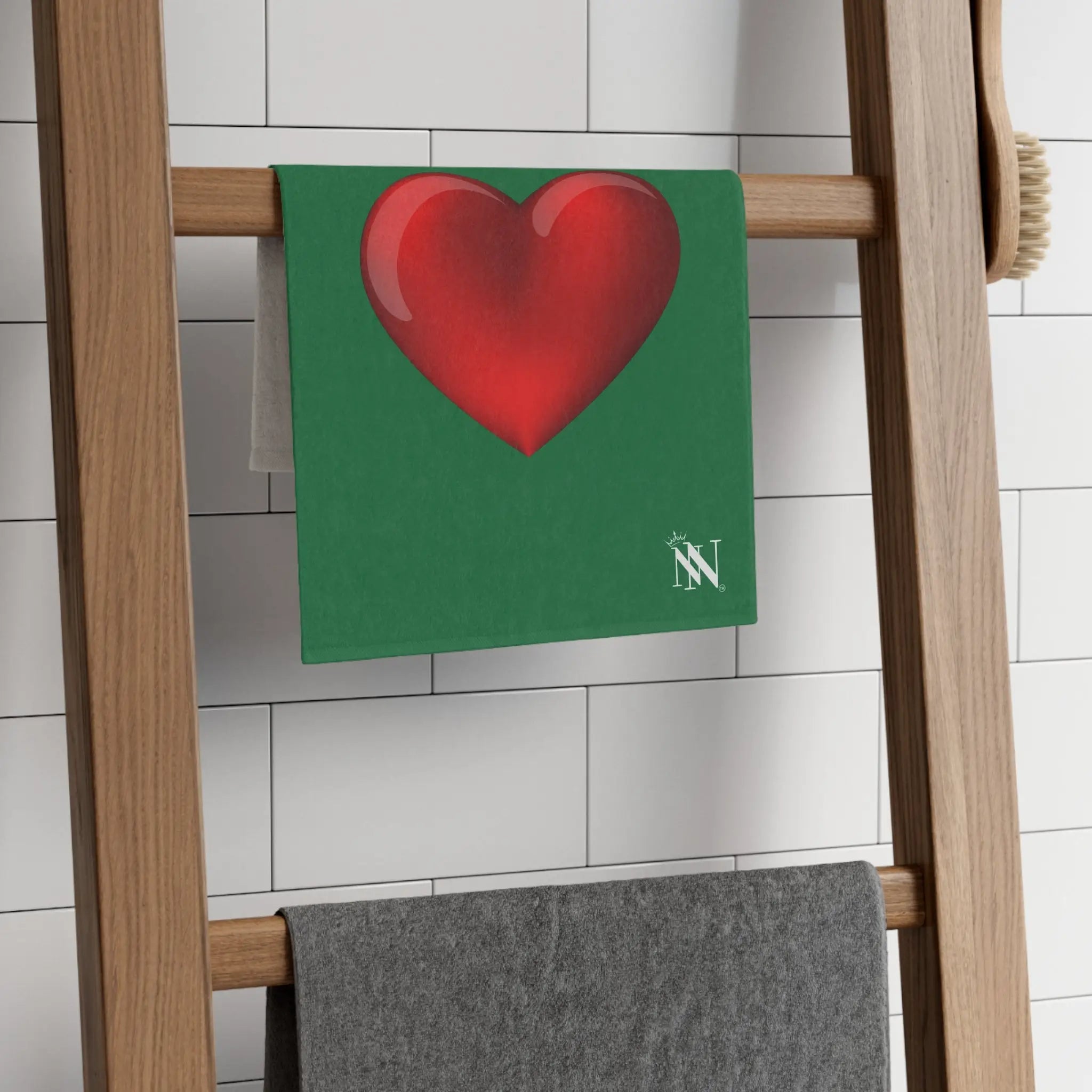 Heart King Green | Mix & Match Soft Fun-Flirty Lovers’ Towels