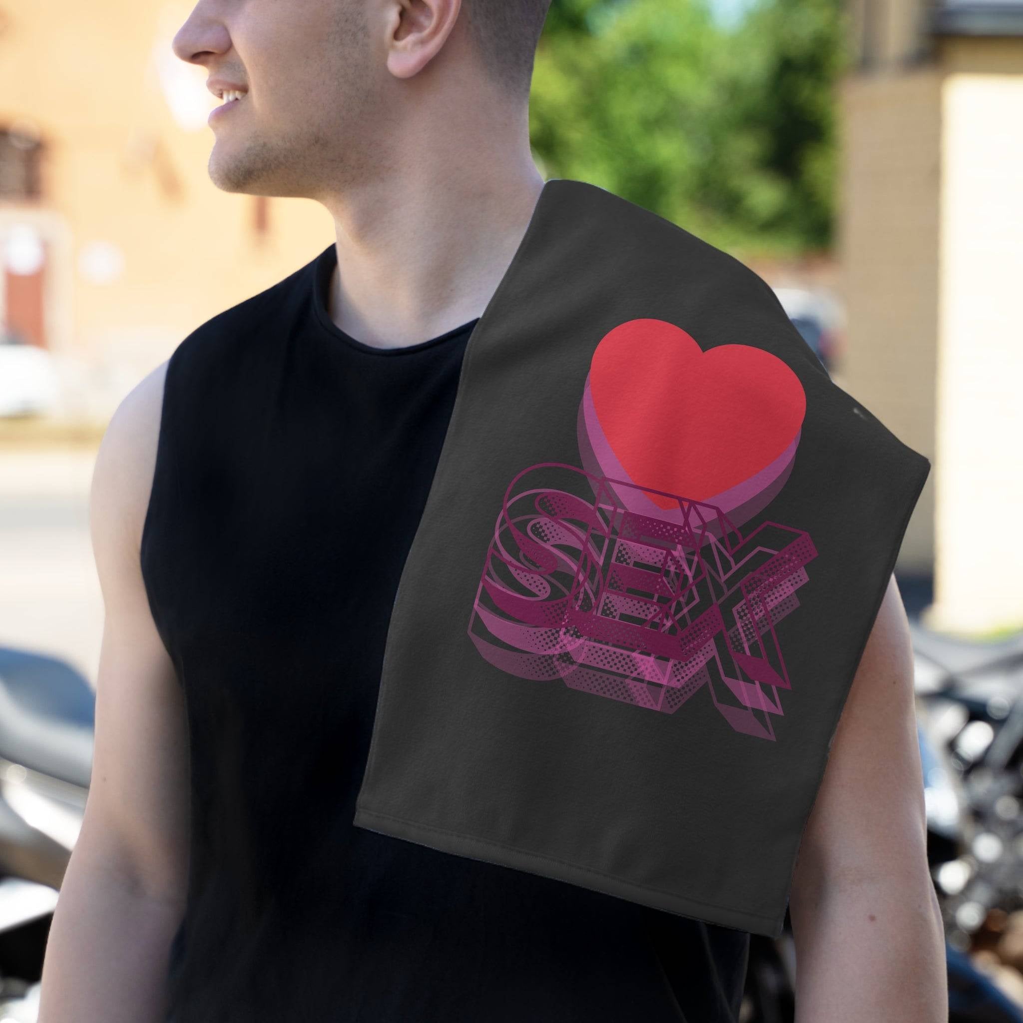 Heart Sex Dark Grey Mix Match Soft Sex Towels | Flirty Lovers’ Gifts