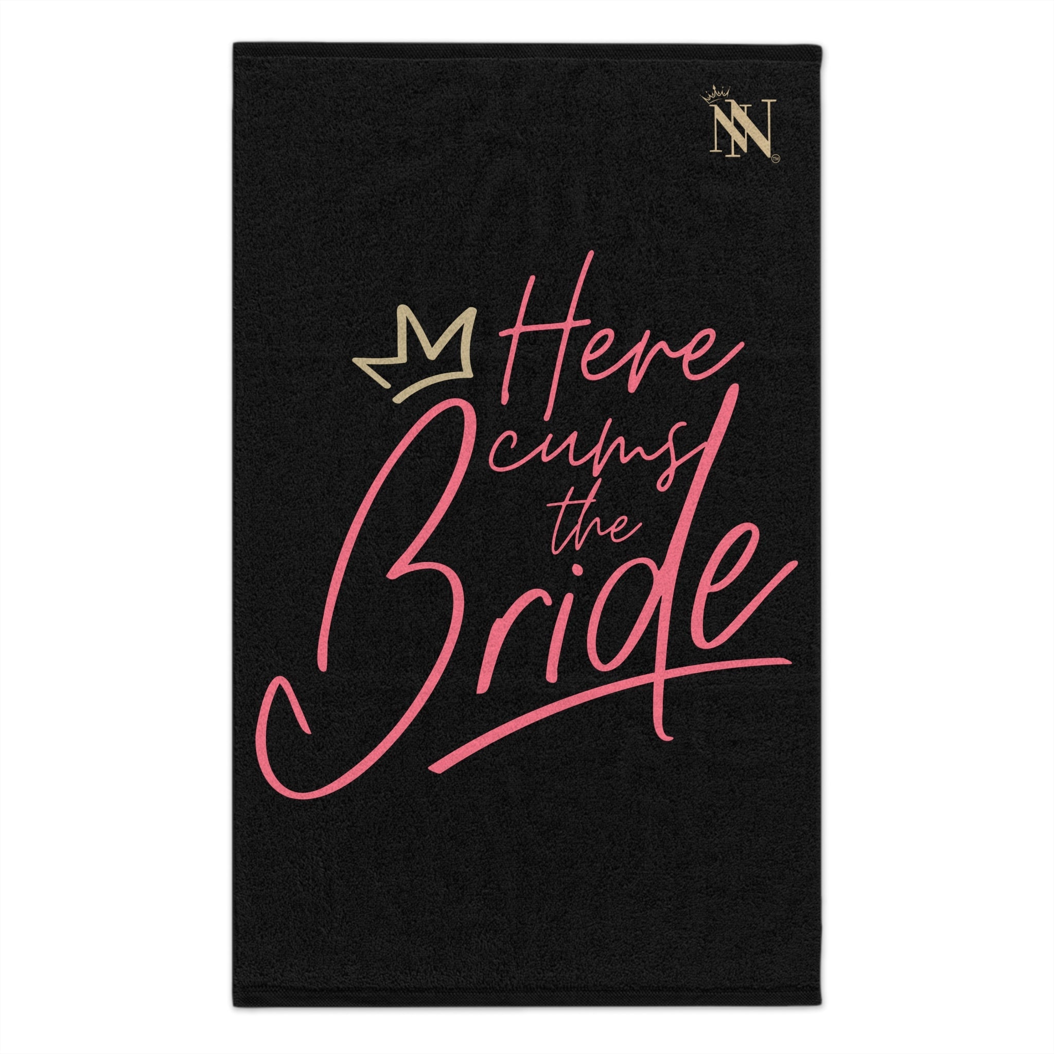 Here Cums the Bride Black | Mix & Match Soft Fun-Flirty Lovers’ Towels