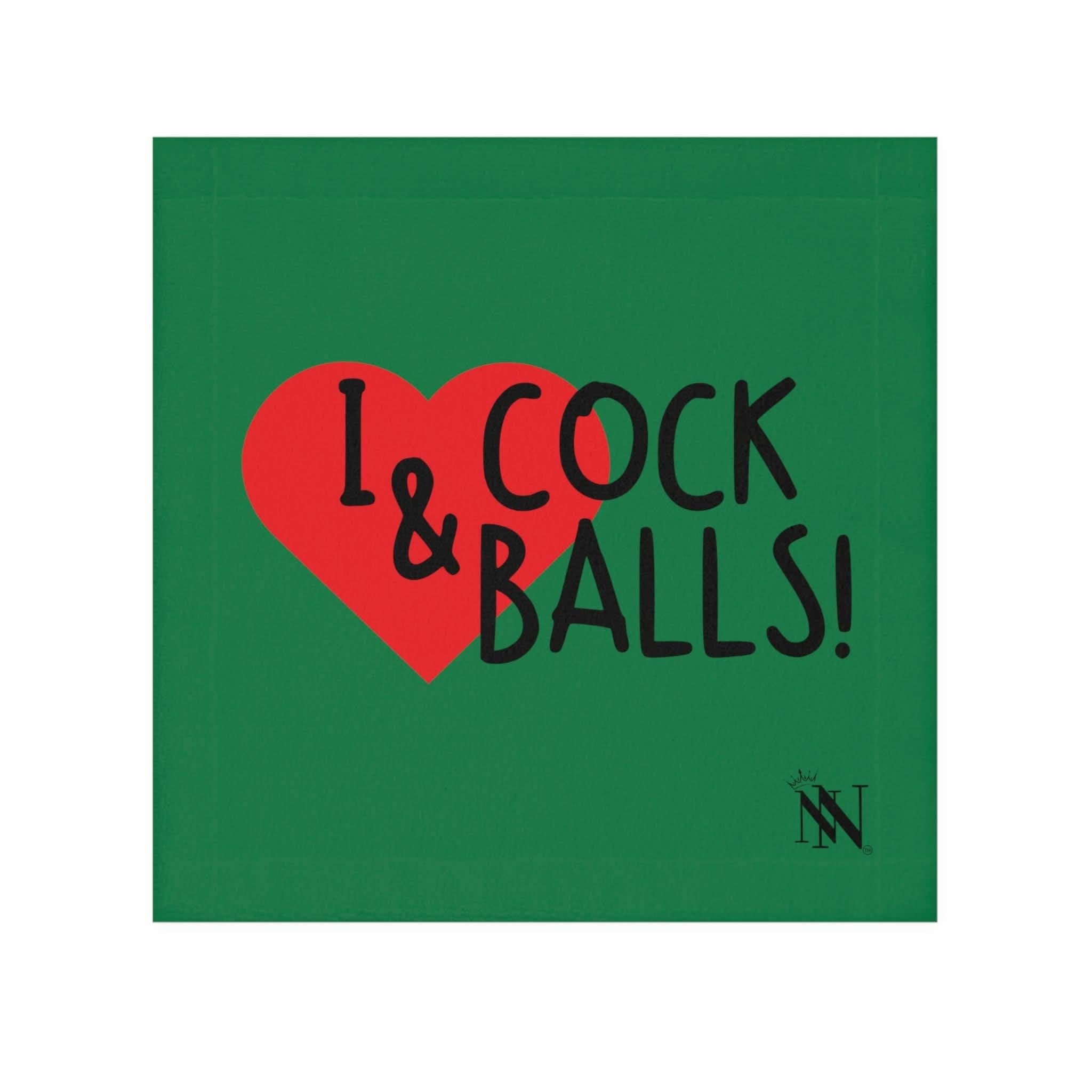 I Love Cock & Balls! Green | Mix & Match Fun-Flirty Lovers’ Towels